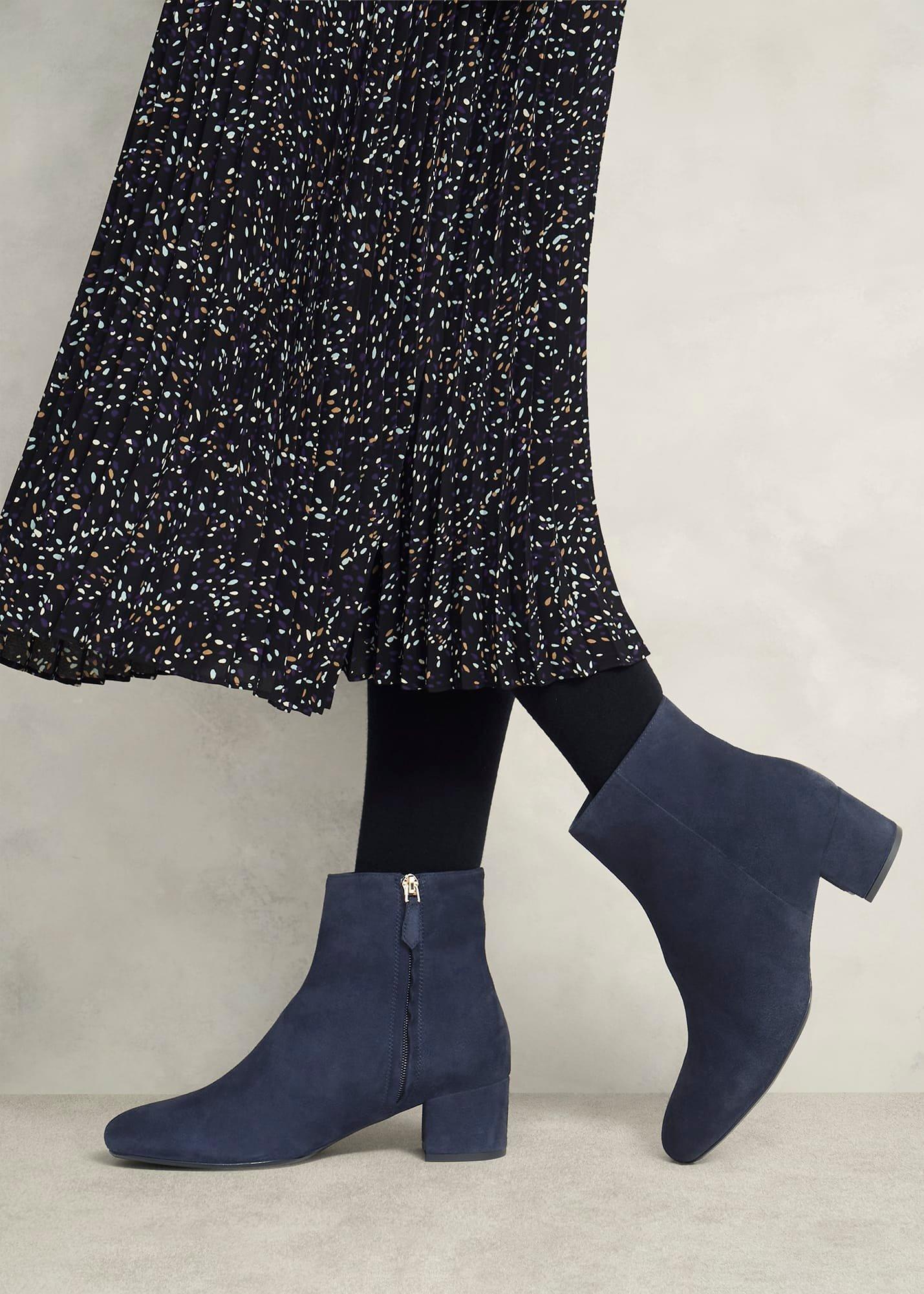 Evelyn Suede Ankle Boots, Hobbs Navy, hi-res