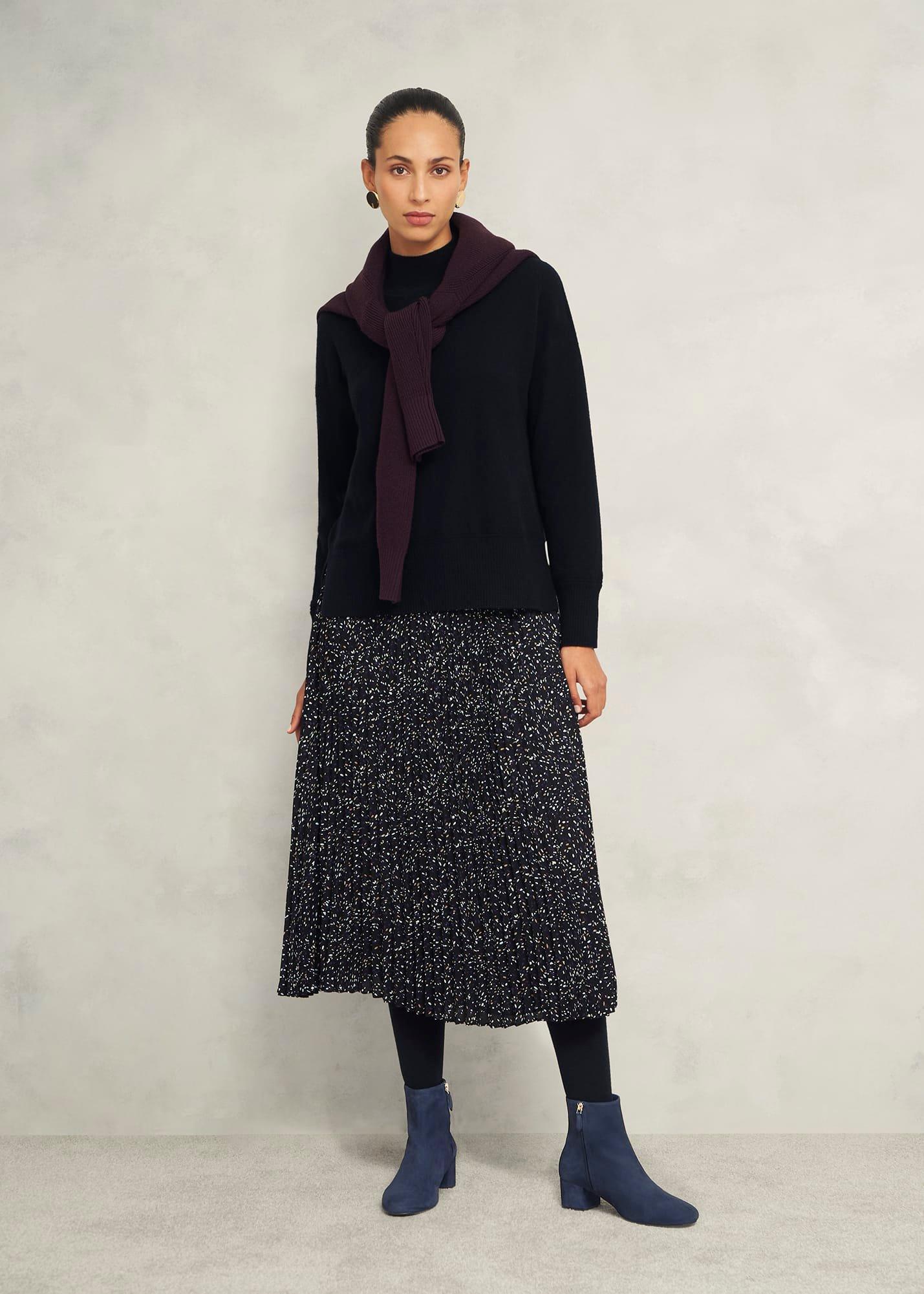 Evelyn Suede Ankle Boots, Hobbs Navy, hi-res