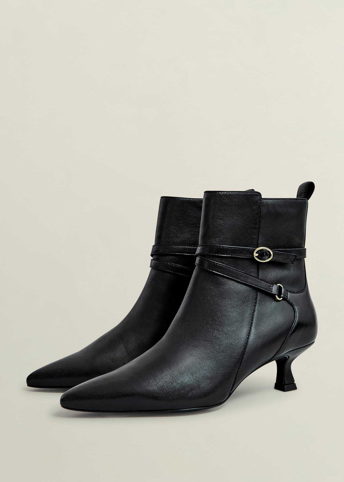 Loretta Heeled Boots, Black, hi-res