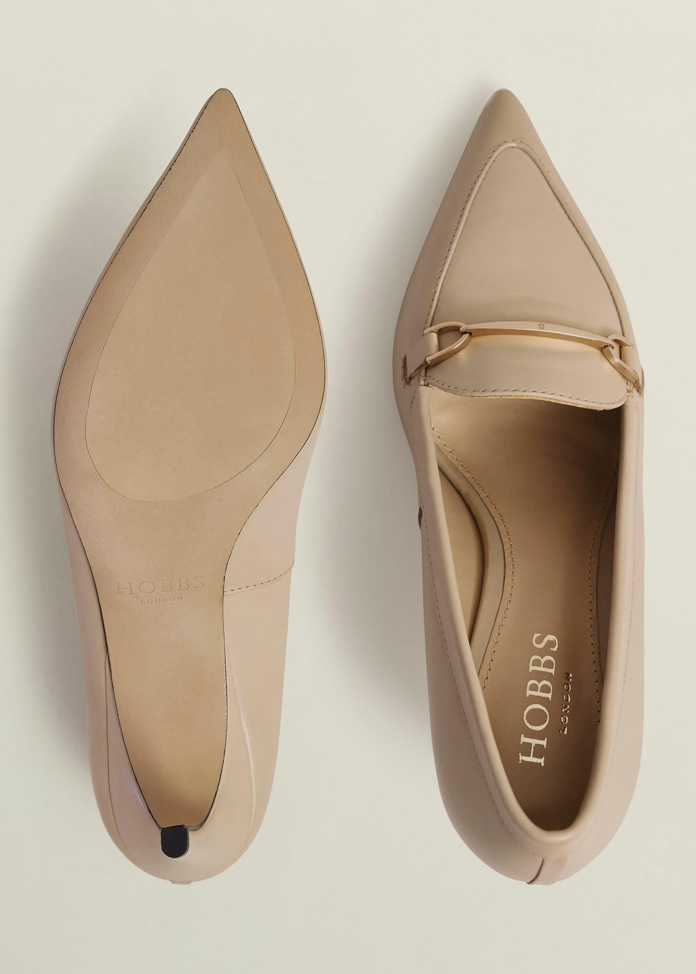 Ros Leather Court Shoes, Light Beige, hi-res