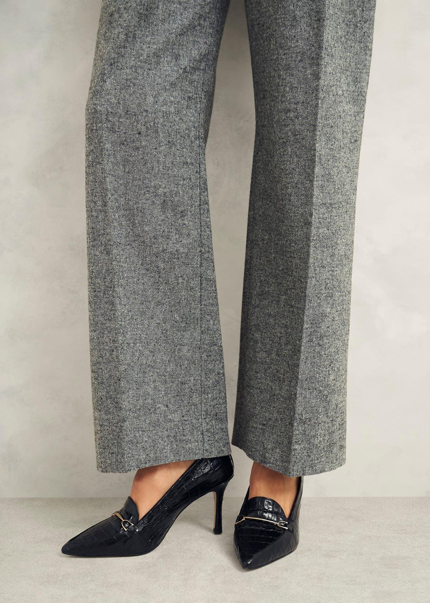 Ros Leather Court Shoes, Black, hi-res