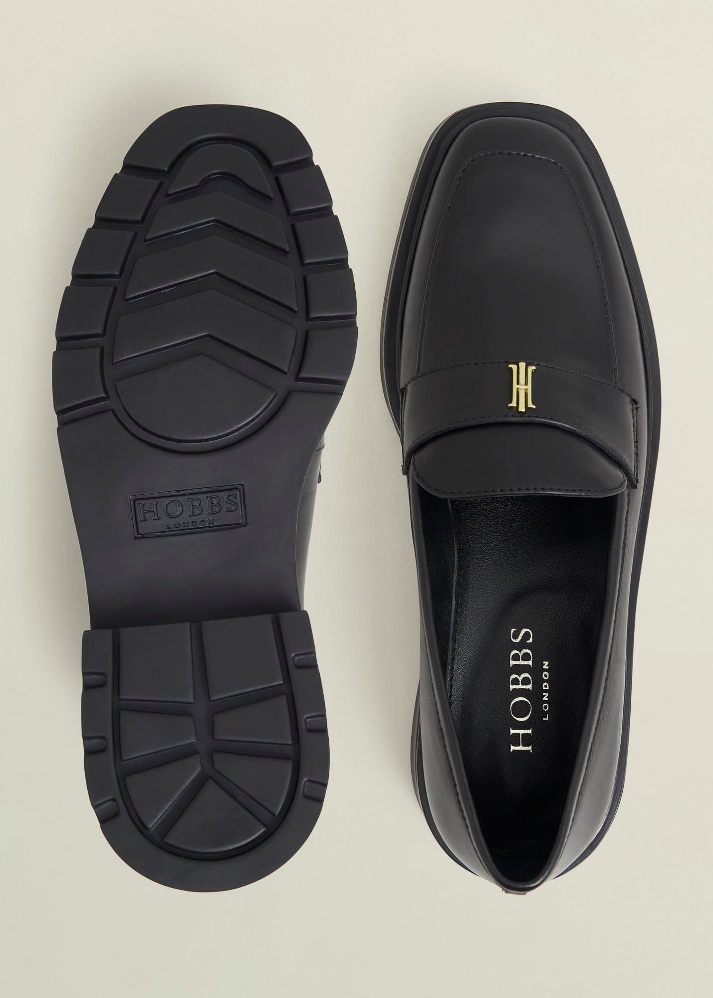 Saige Leather Loafers, Black, hi-res