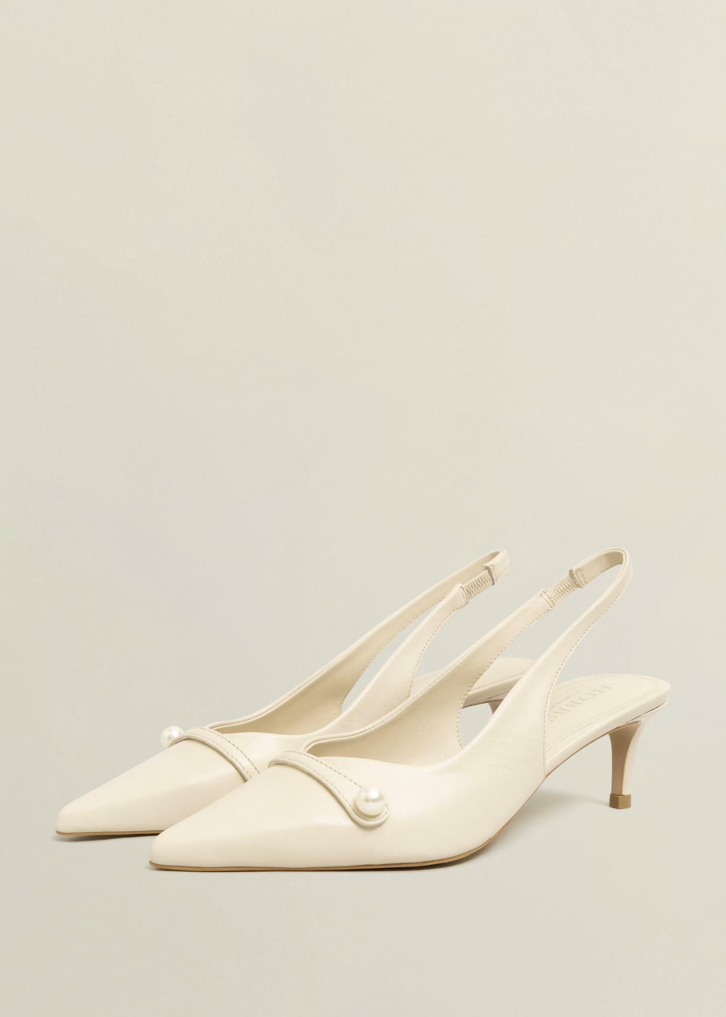 Serena Leather Slingbacks, Buttercream, hi-res
