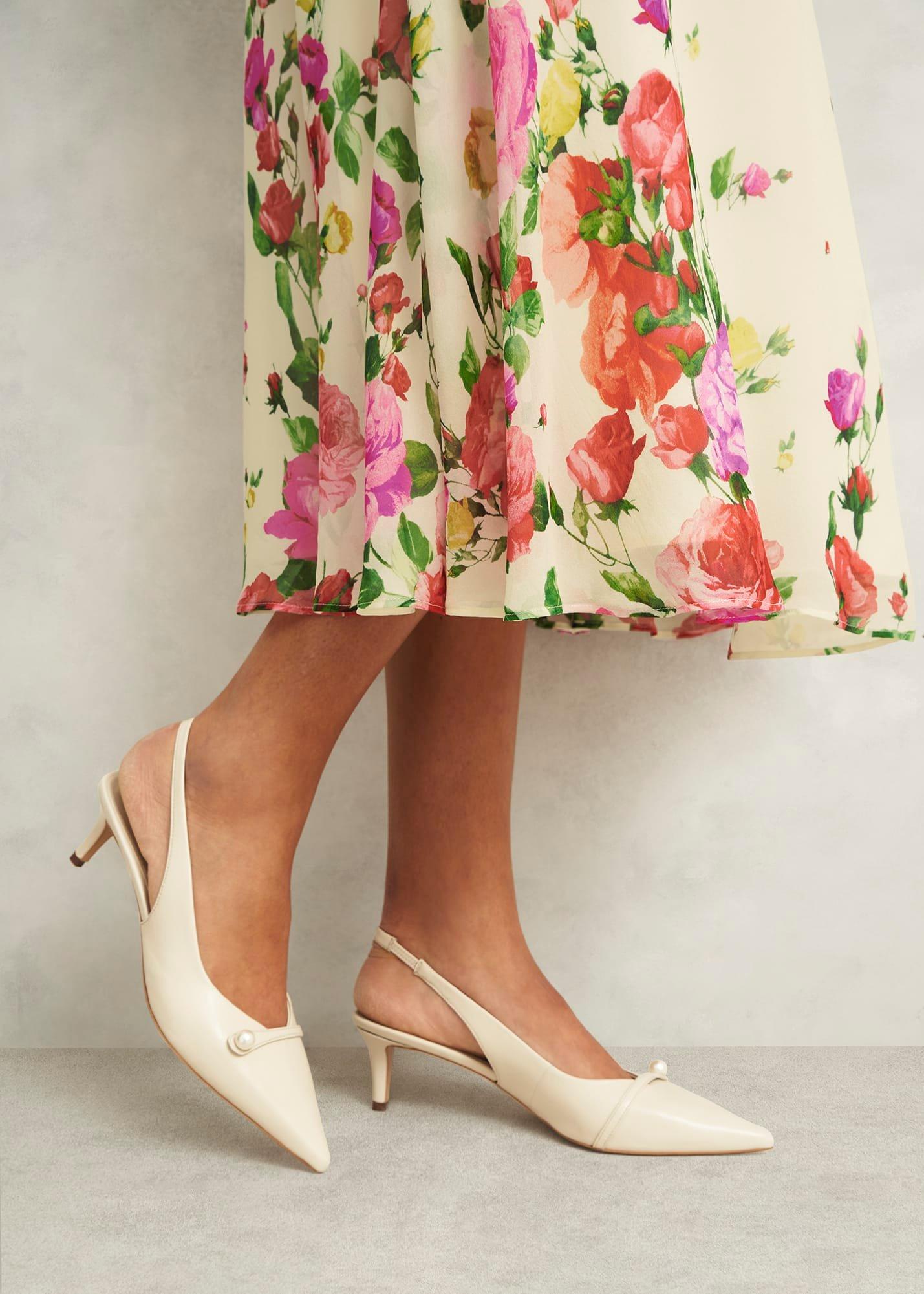 Serena Leather Slingbacks, Buttercream, hi-res