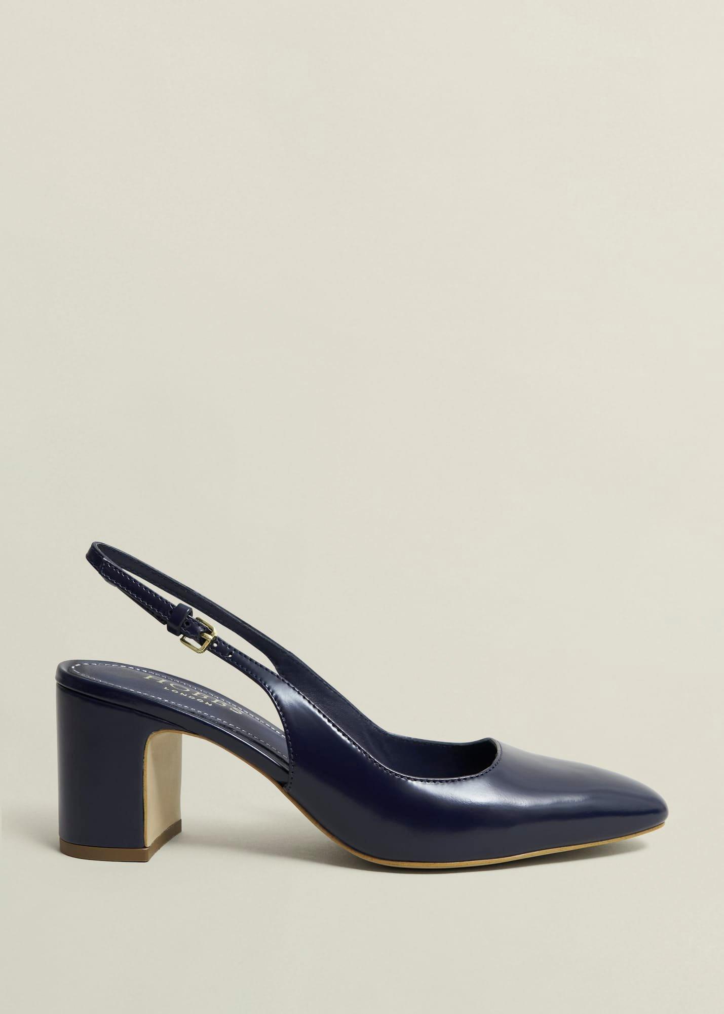 Lily Leather Slingbacks, Midnight Navy, hi-res