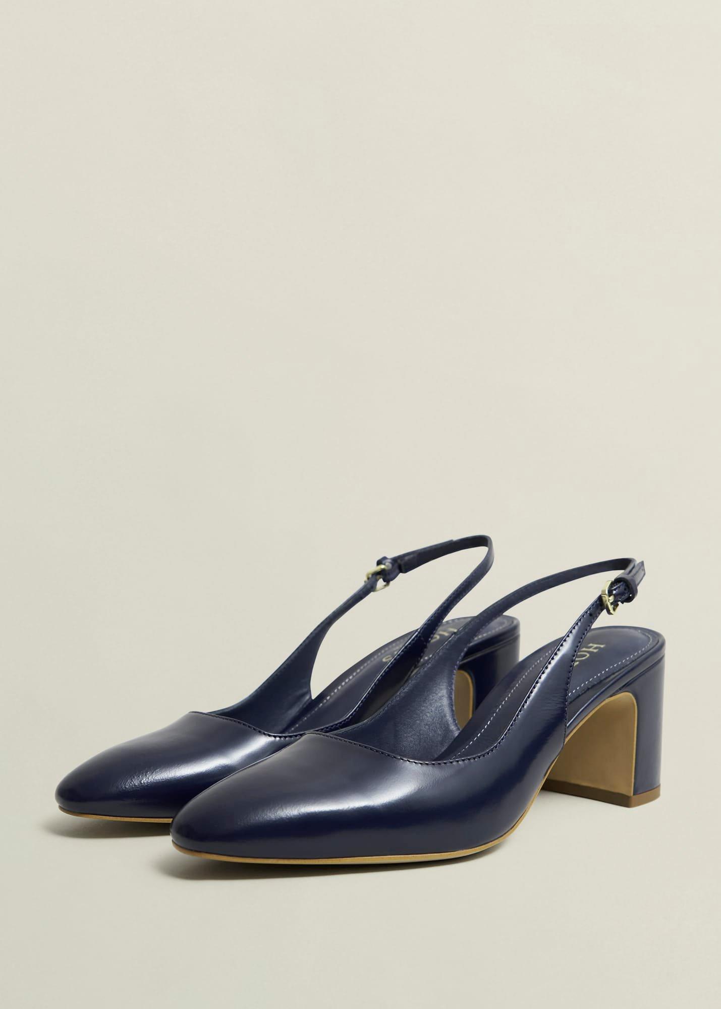 Lily Leather Slingbacks, Midnight Navy, hi-res