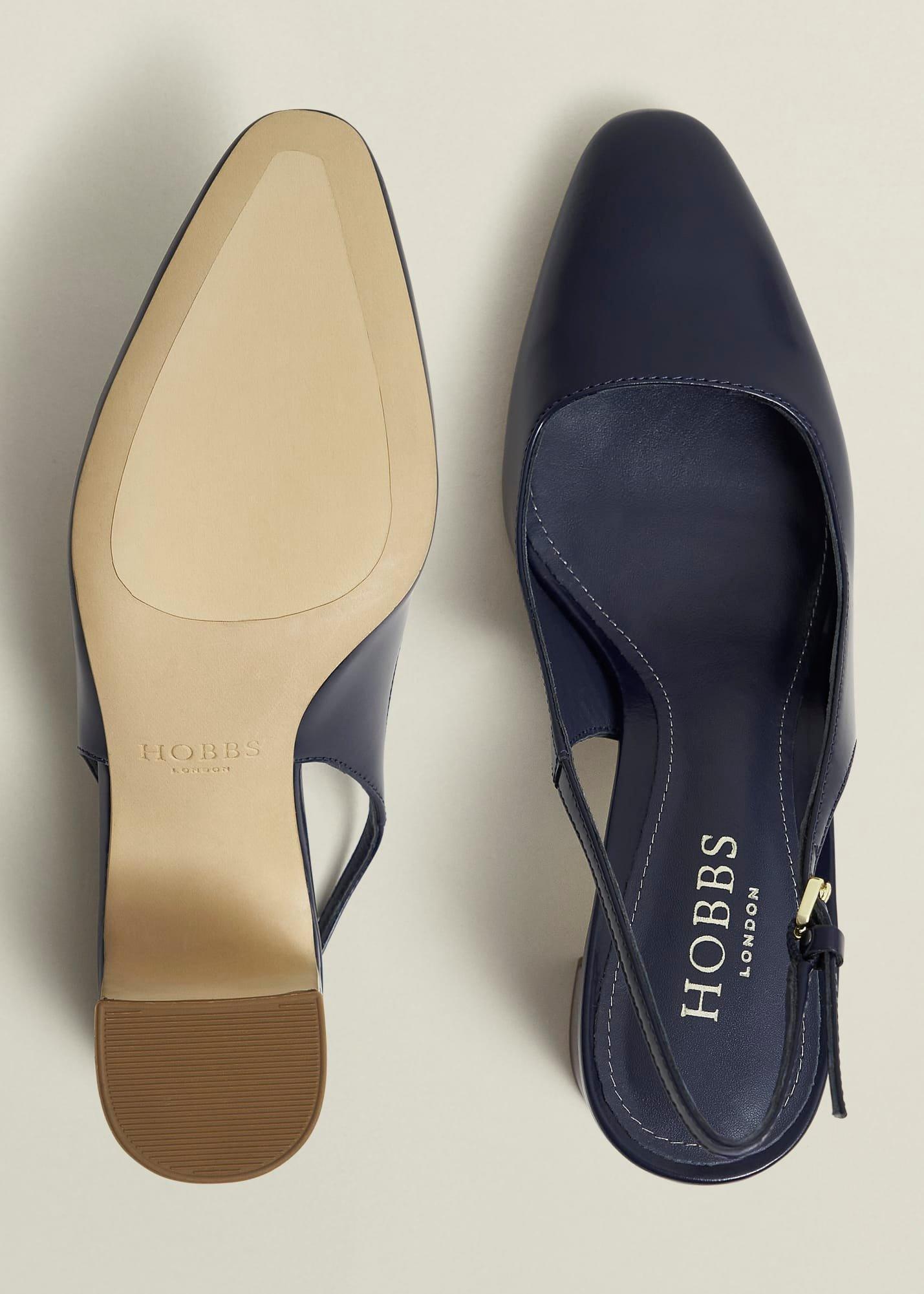 Lily Leather Slingbacks, Midnight Navy, hi-res