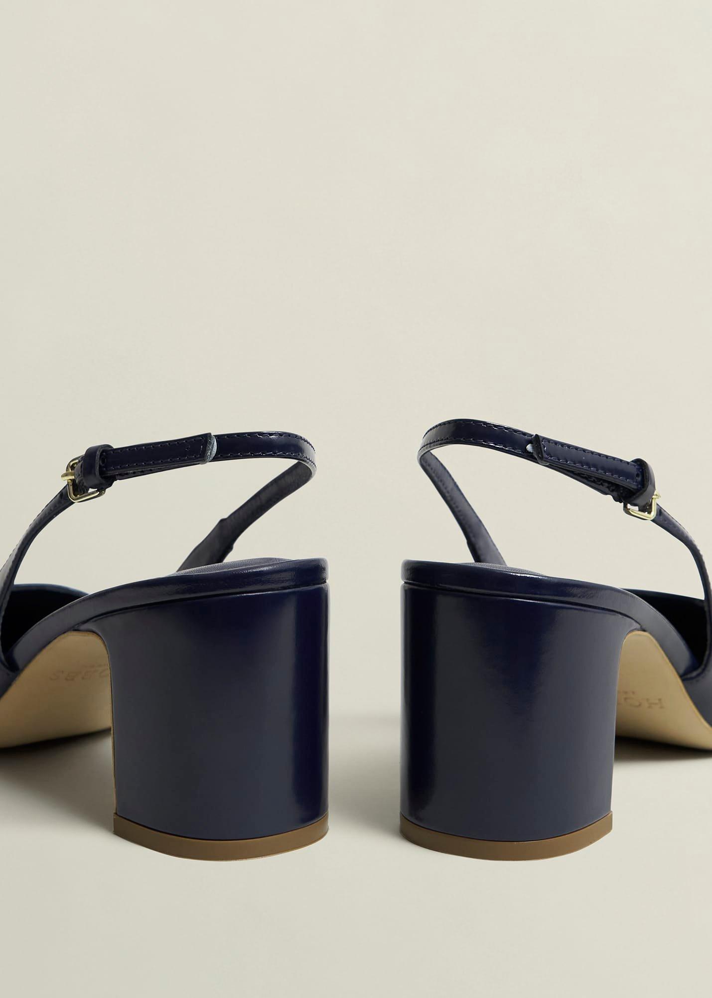 Lily Leather Slingbacks, Midnight Navy, hi-res