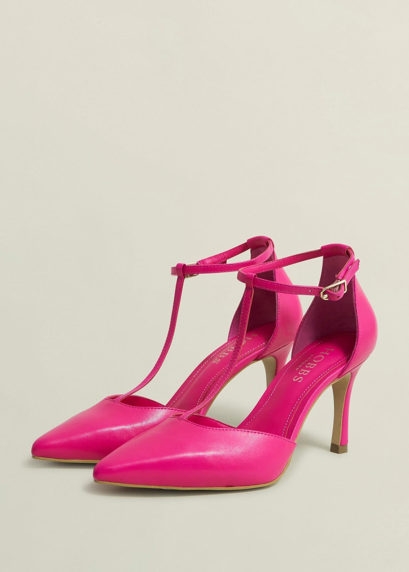 Alice T-Bar Leather Court Shoes, Zinnia Pink, hi-res