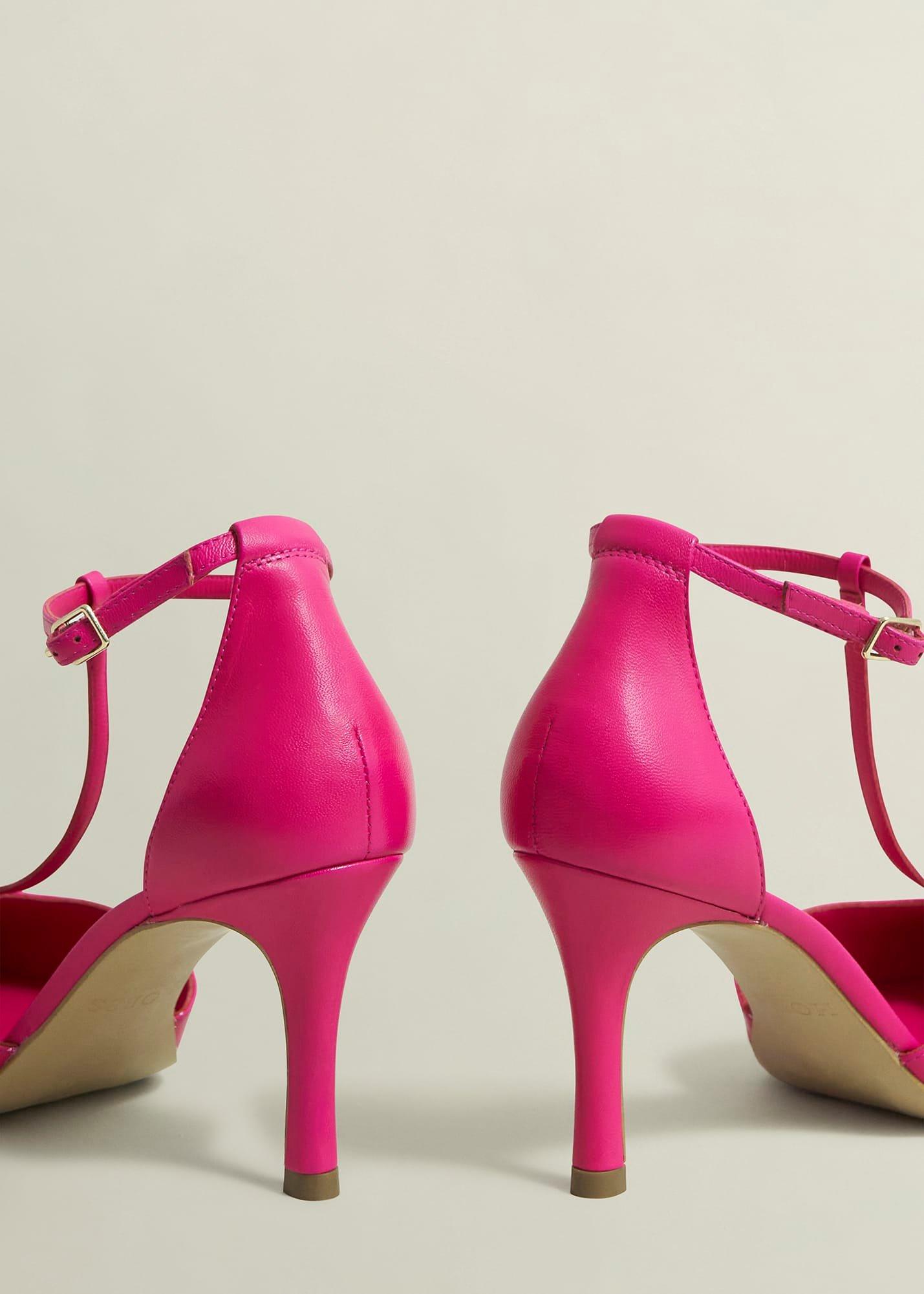 Alice T-Bar Leather Court Shoes, Zinnia Pink, hi-res