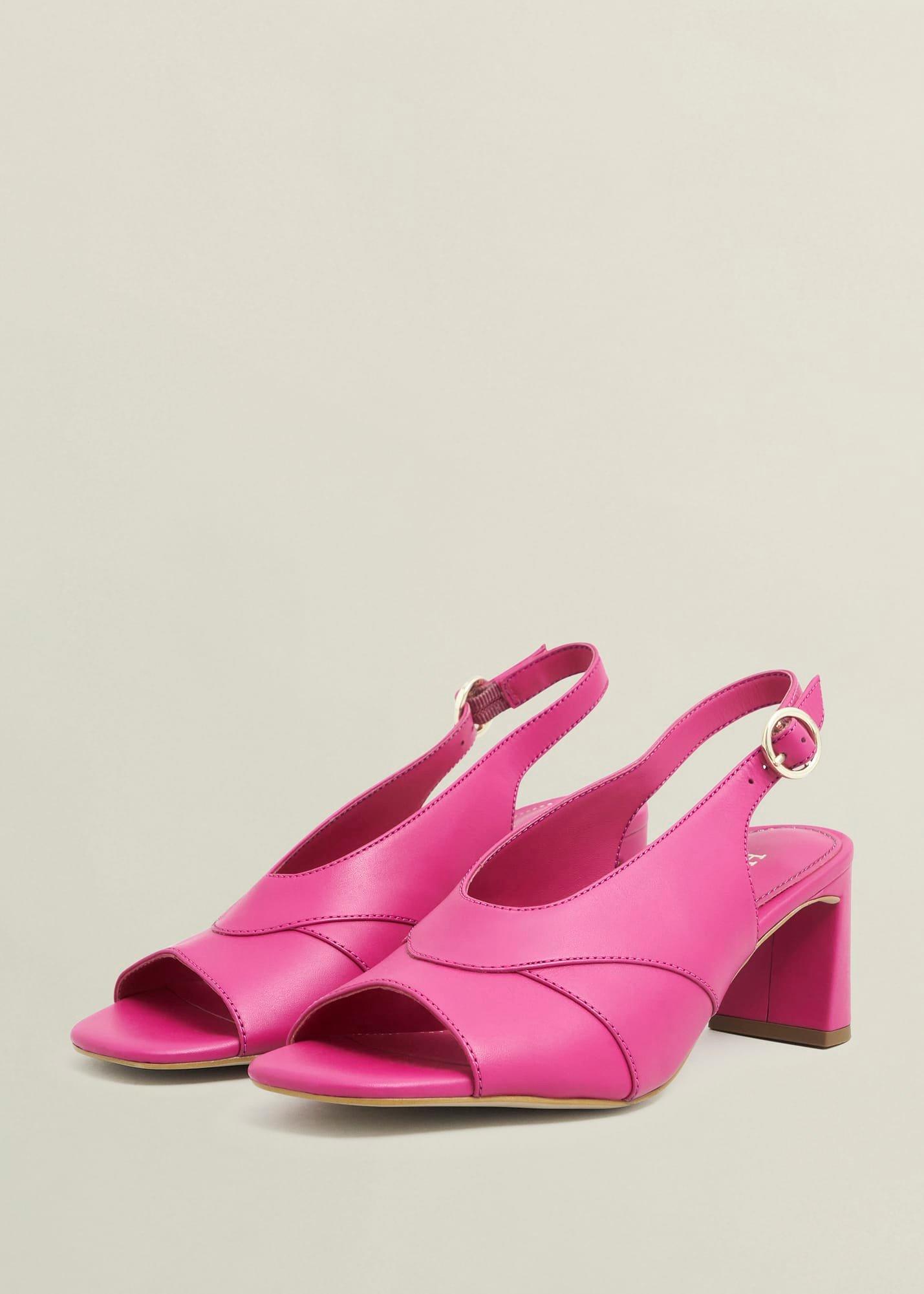 Karina Leather Sandals, Bright Pink, hi-res