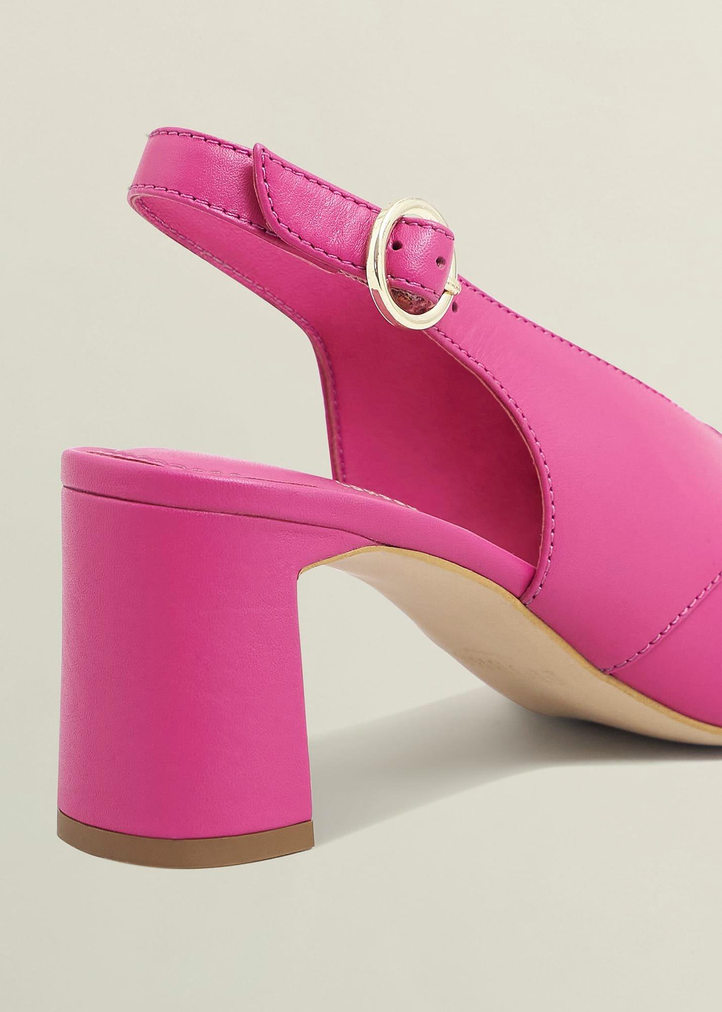 Karina Leather Sandals, Bright Pink, hi-res