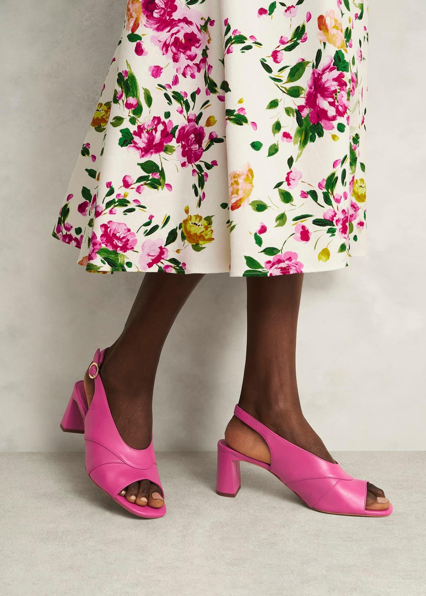 Karina Leather Sandals, Bright Pink, hi-res