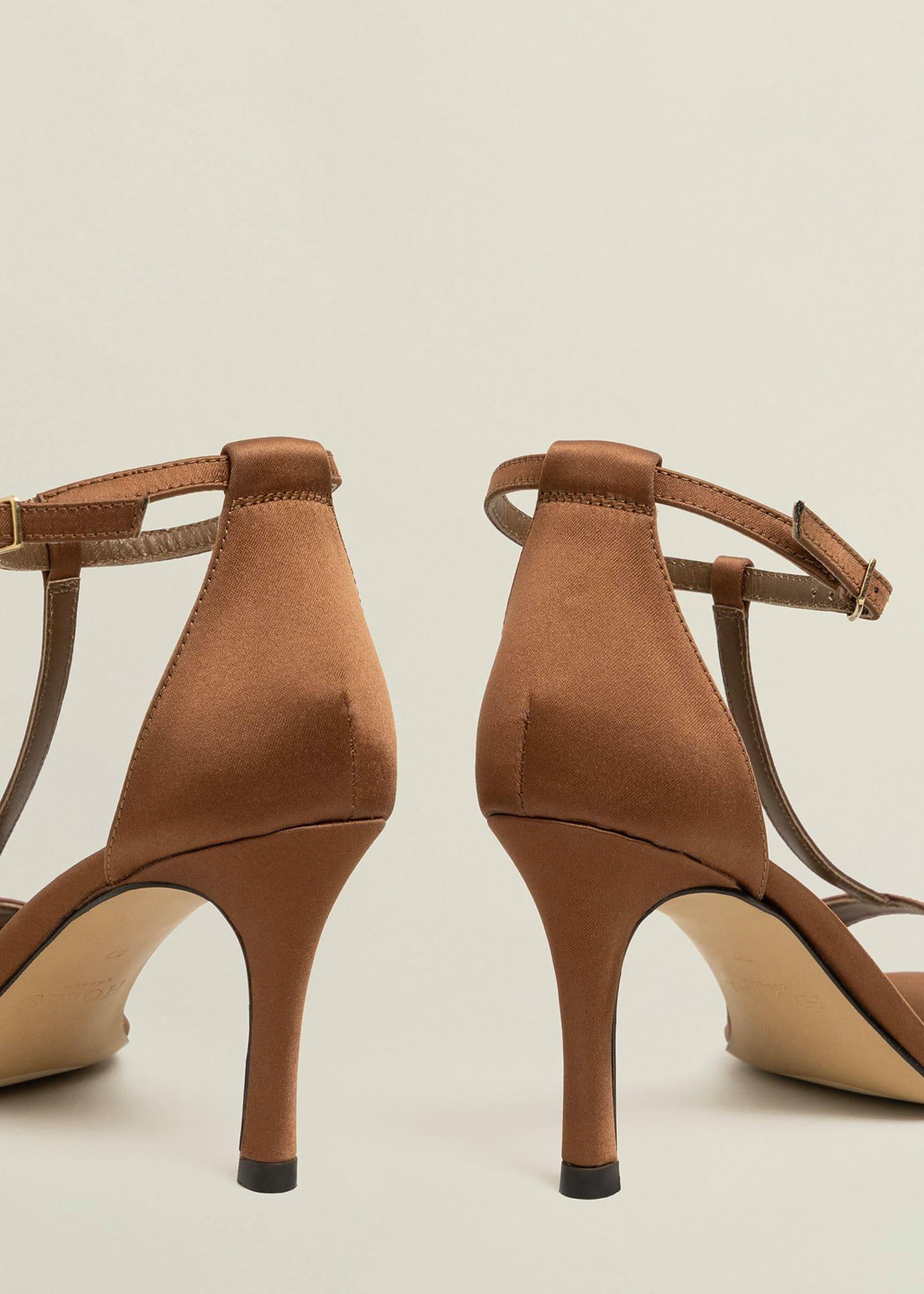 Nadia T-Bar Satin Sandals, Medlar Brown, hi-res