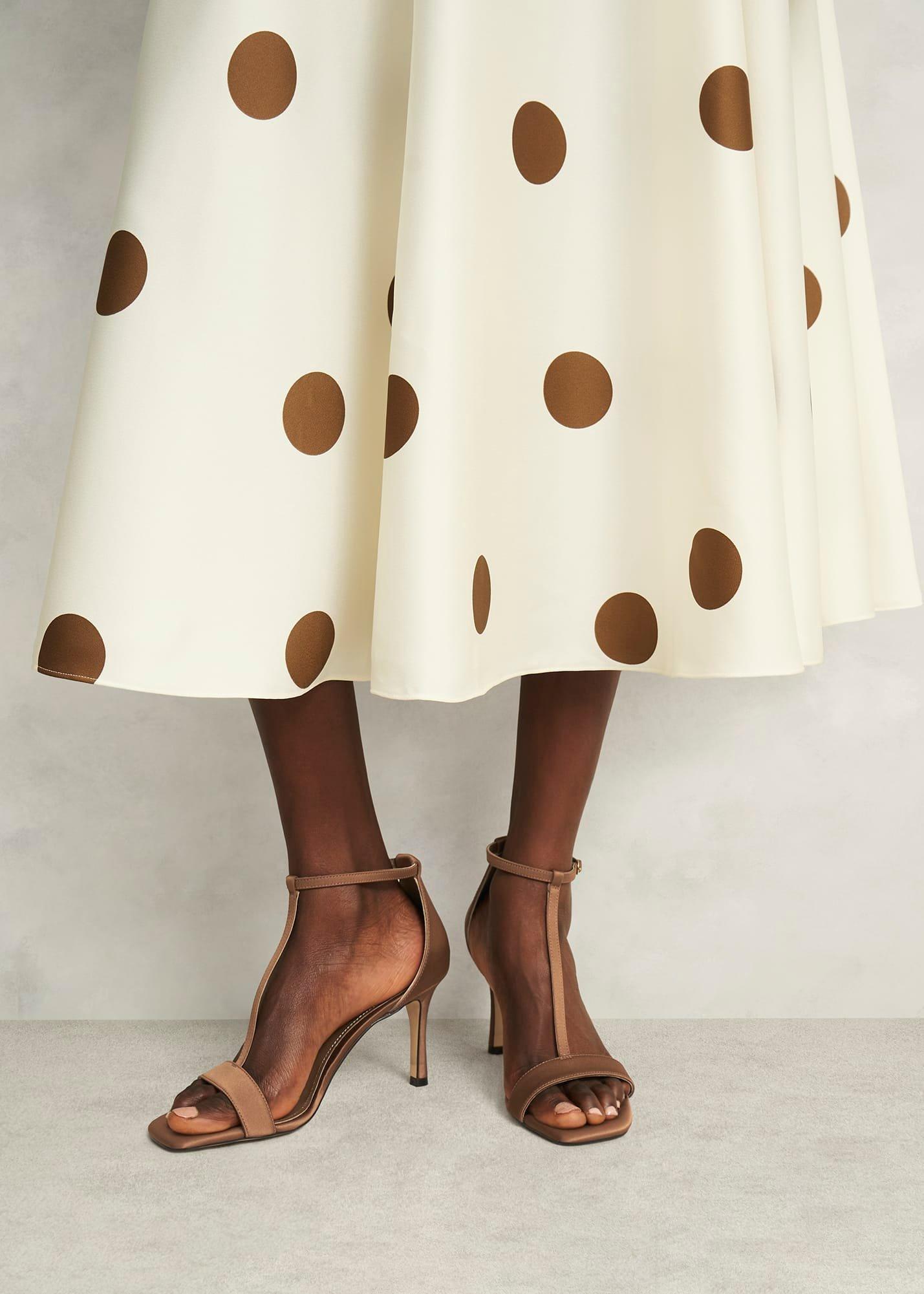 Nadia T-Bar Satin Sandals, Medlar Brown, hi-res