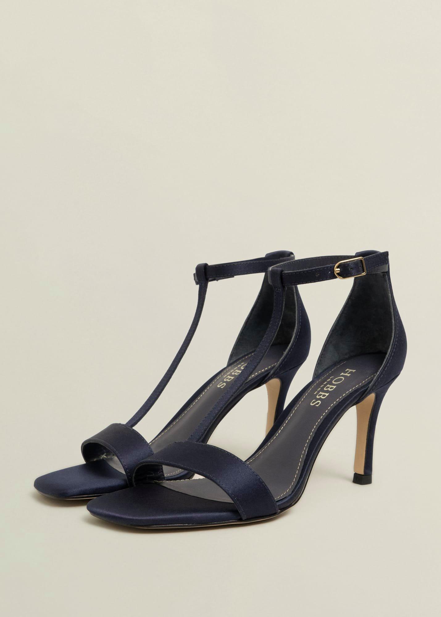 Nadia T-Bar Satin Sandals, Midnight, hi-res
