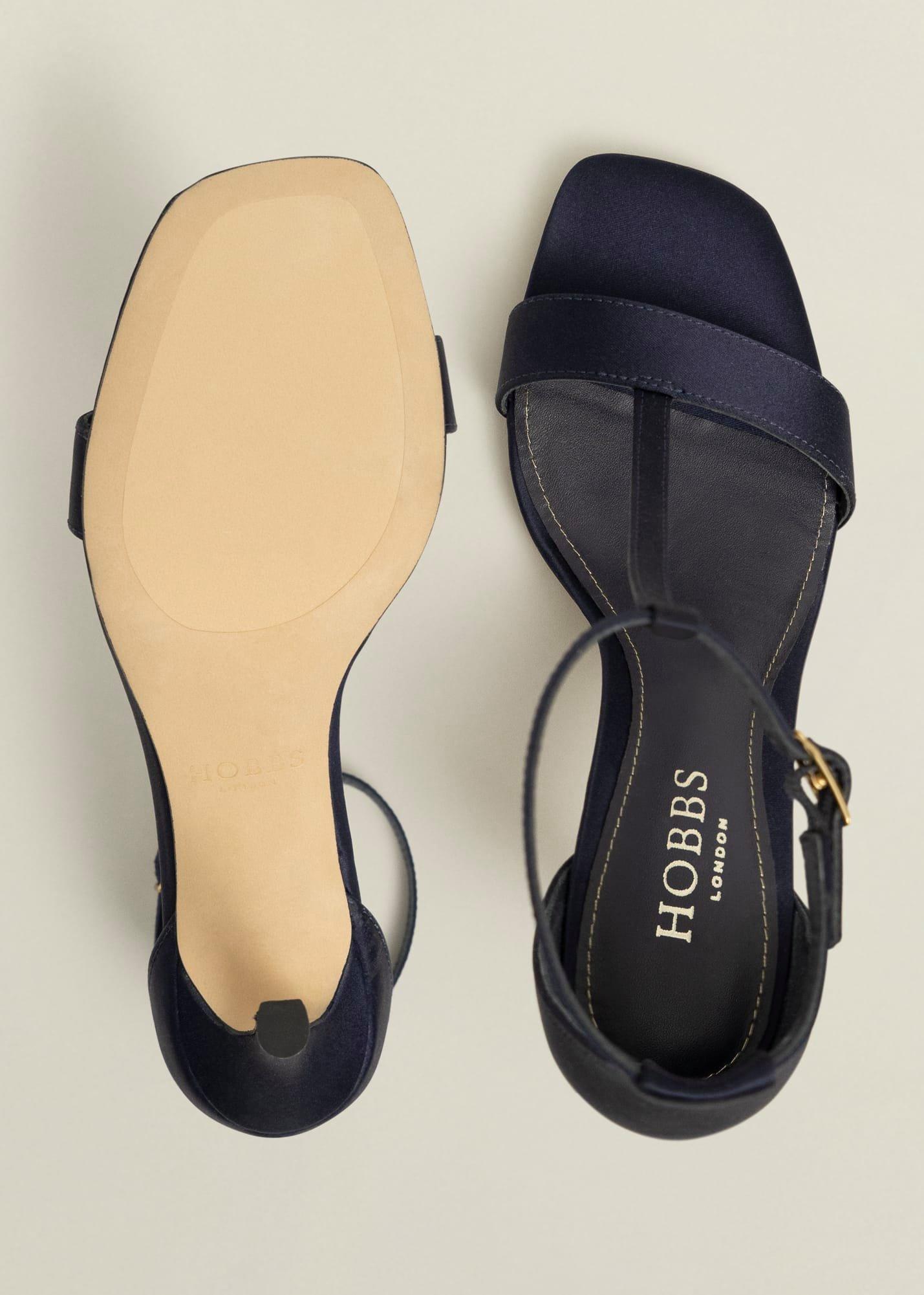 Nadia T-Bar Satin Sandals, Midnight, hi-res