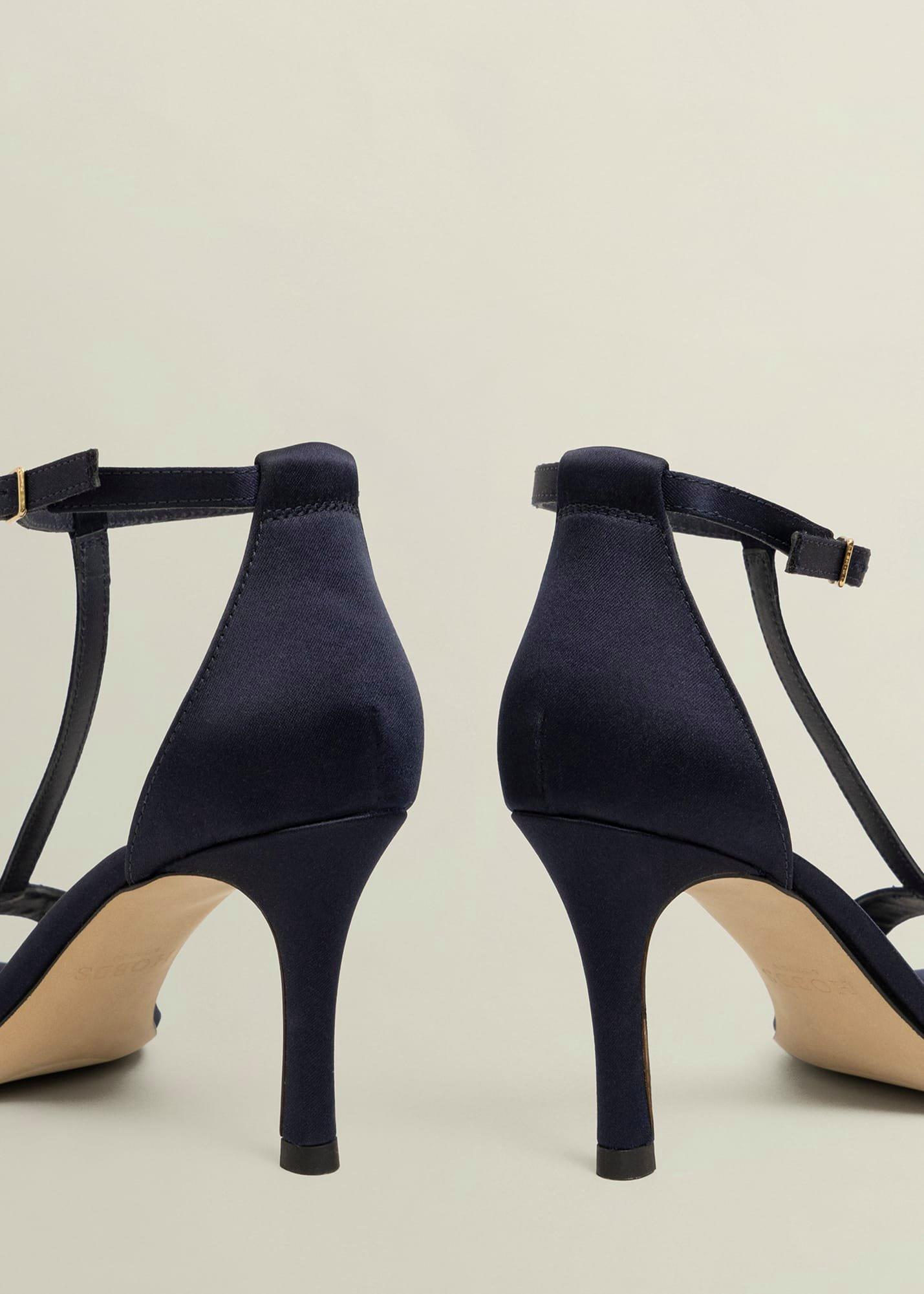 Nadia T-Bar Satin Sandals, Midnight, hi-res