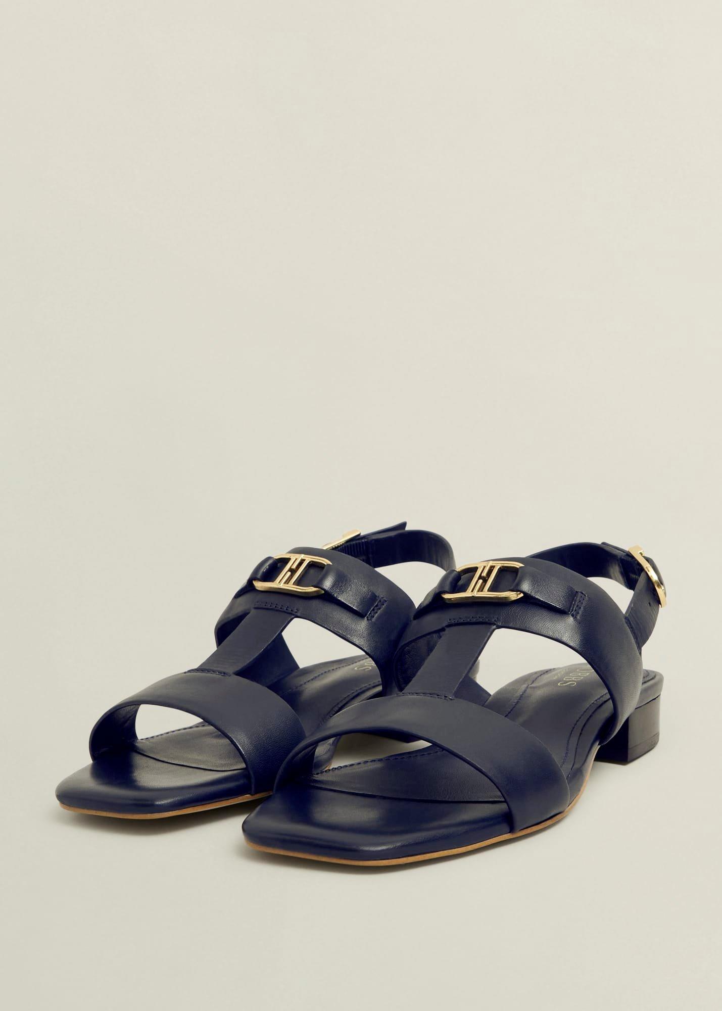 Nyla Leather Sandals, Hobbs Navy, hi-res