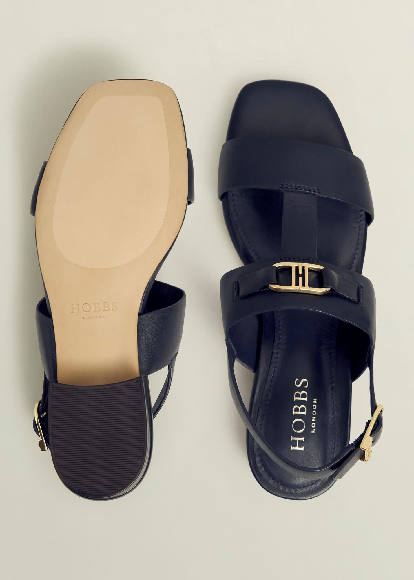 Nyla Leather Sandals, Hobbs Navy, hi-res