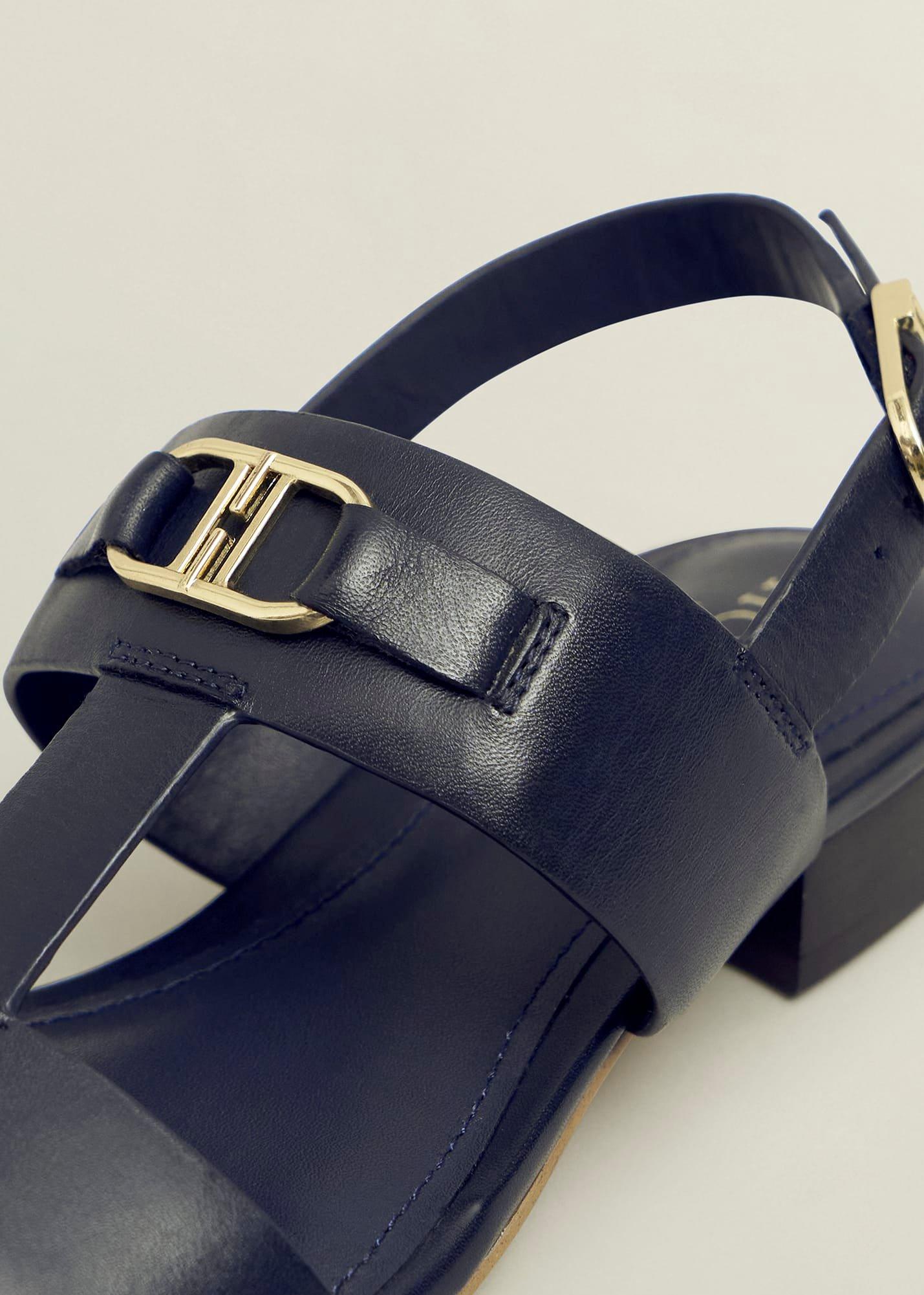 Nyla Leather Sandals, Hobbs Navy, hi-res