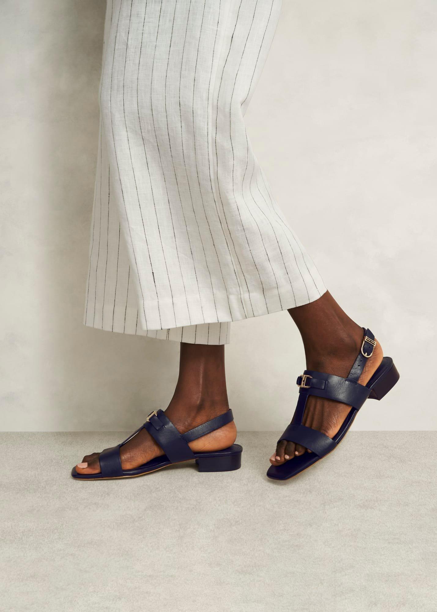 Nyla Leather Sandals, Hobbs Navy, hi-res