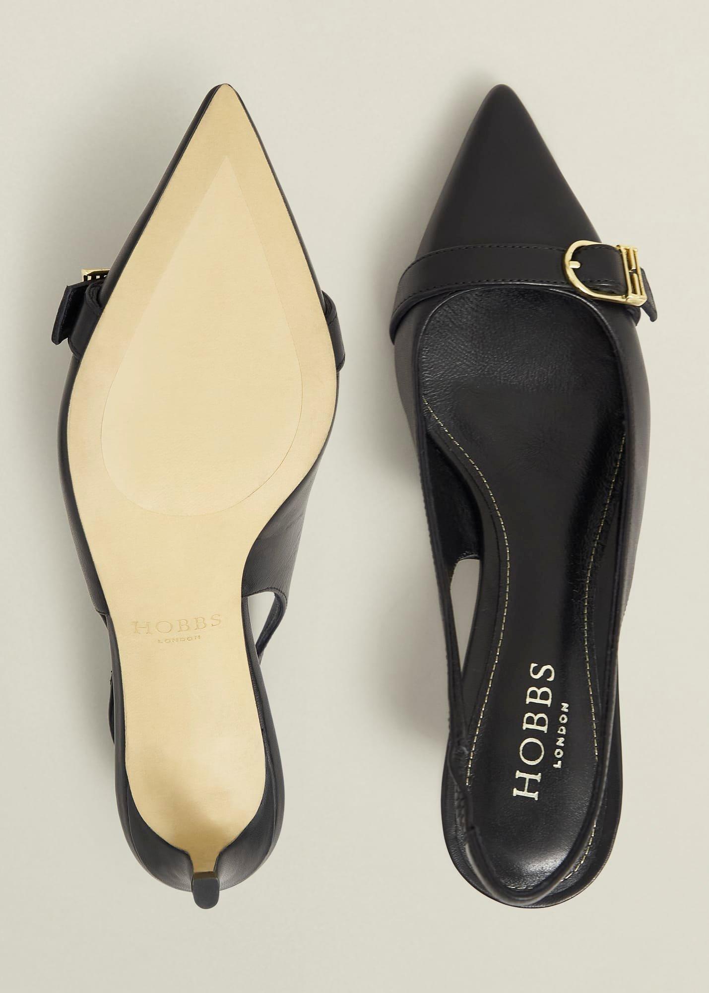 Jude Leather Slingbacks, Black, hi-res