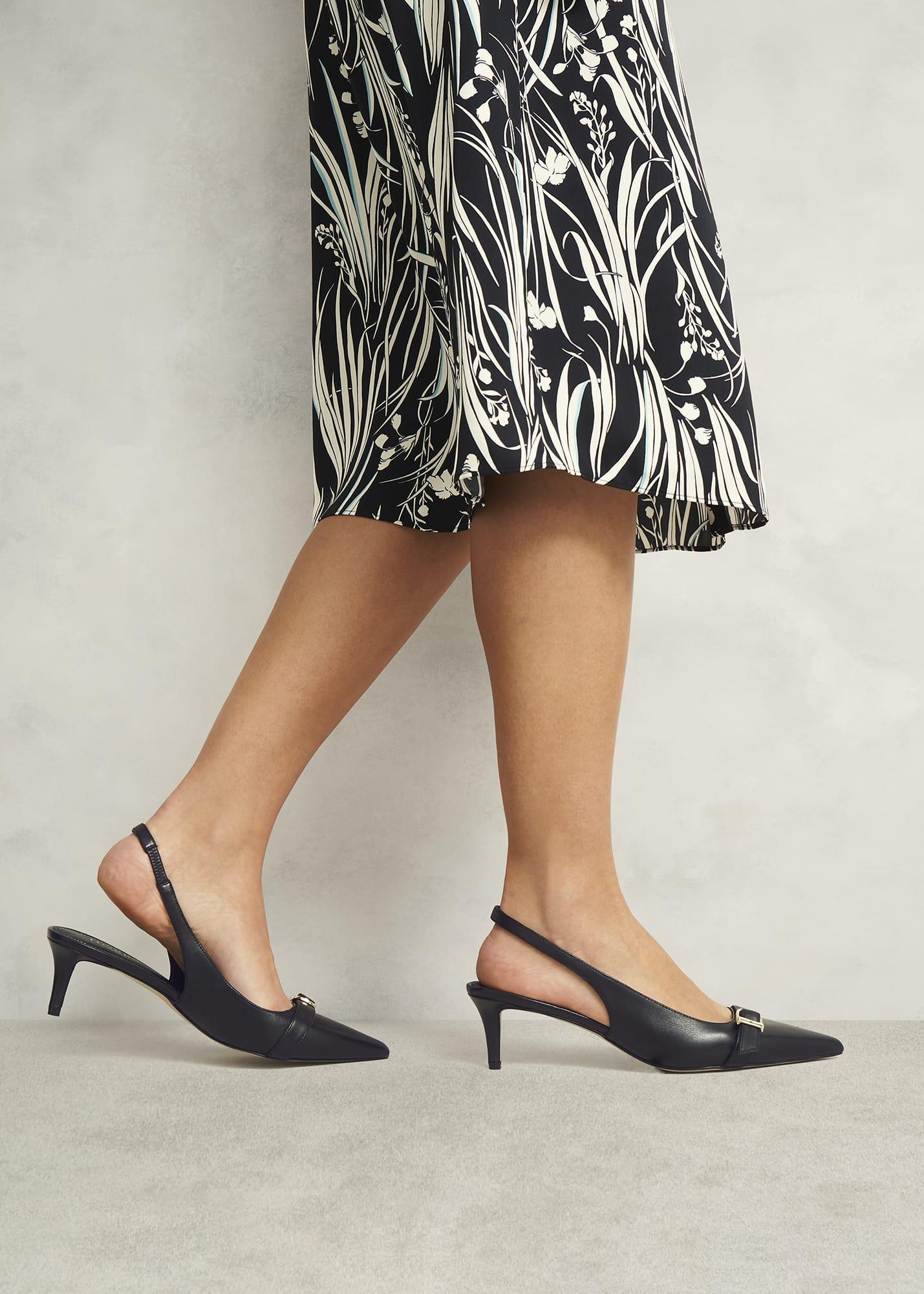 Jude Leather Slingbacks, Black, hi-res