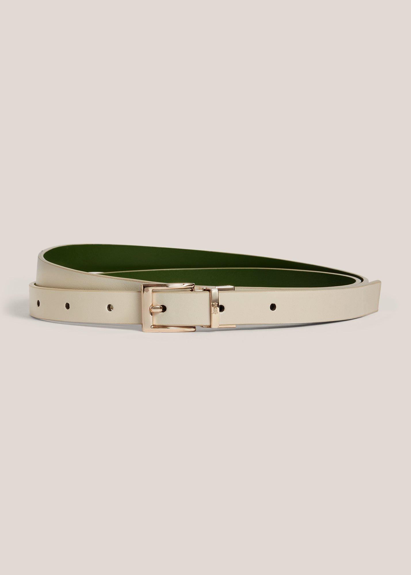 Pauline Skinny Reversible Leather Belt