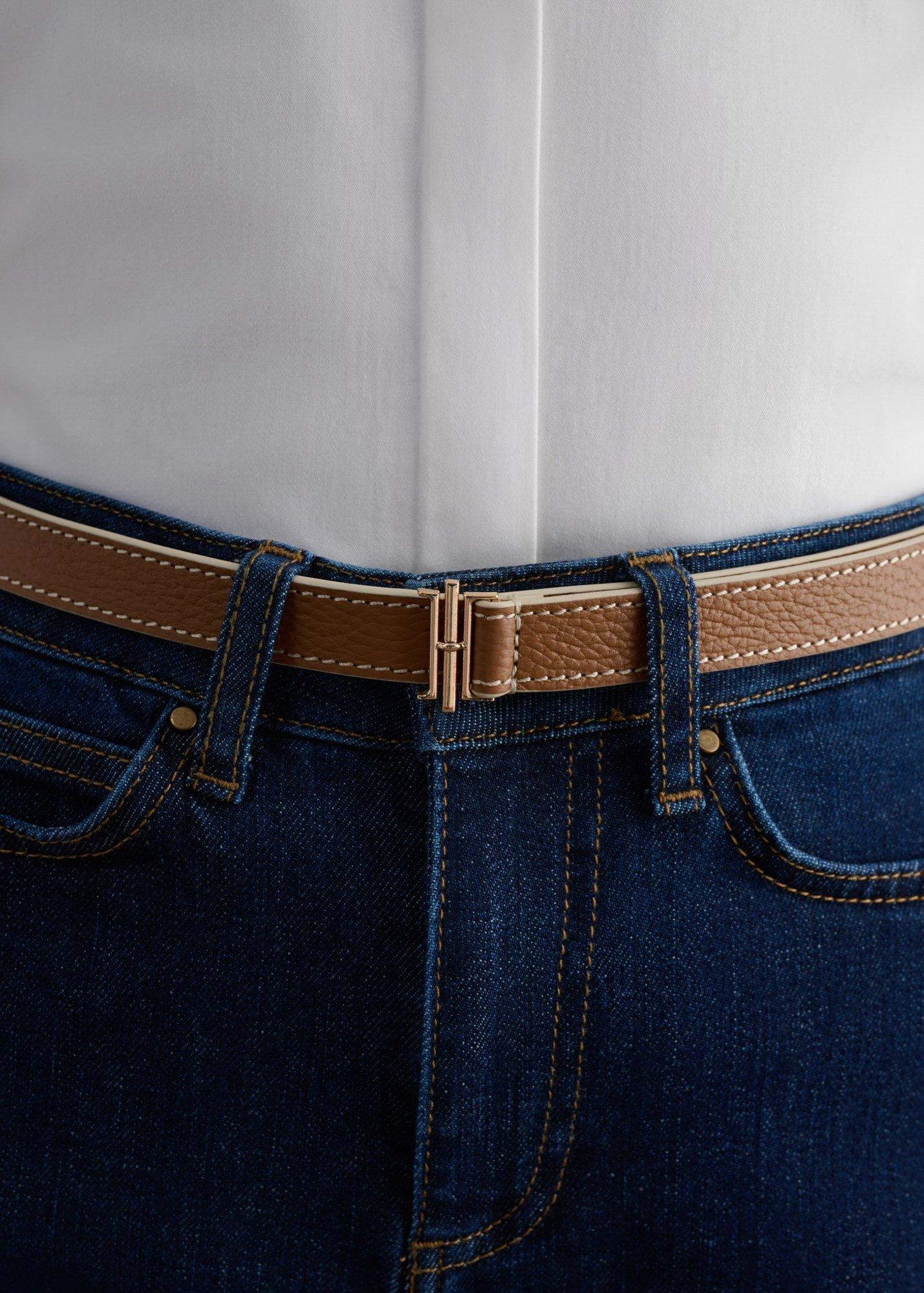 Nala Leather Skinny Belt, Tan Ivory, hi-res