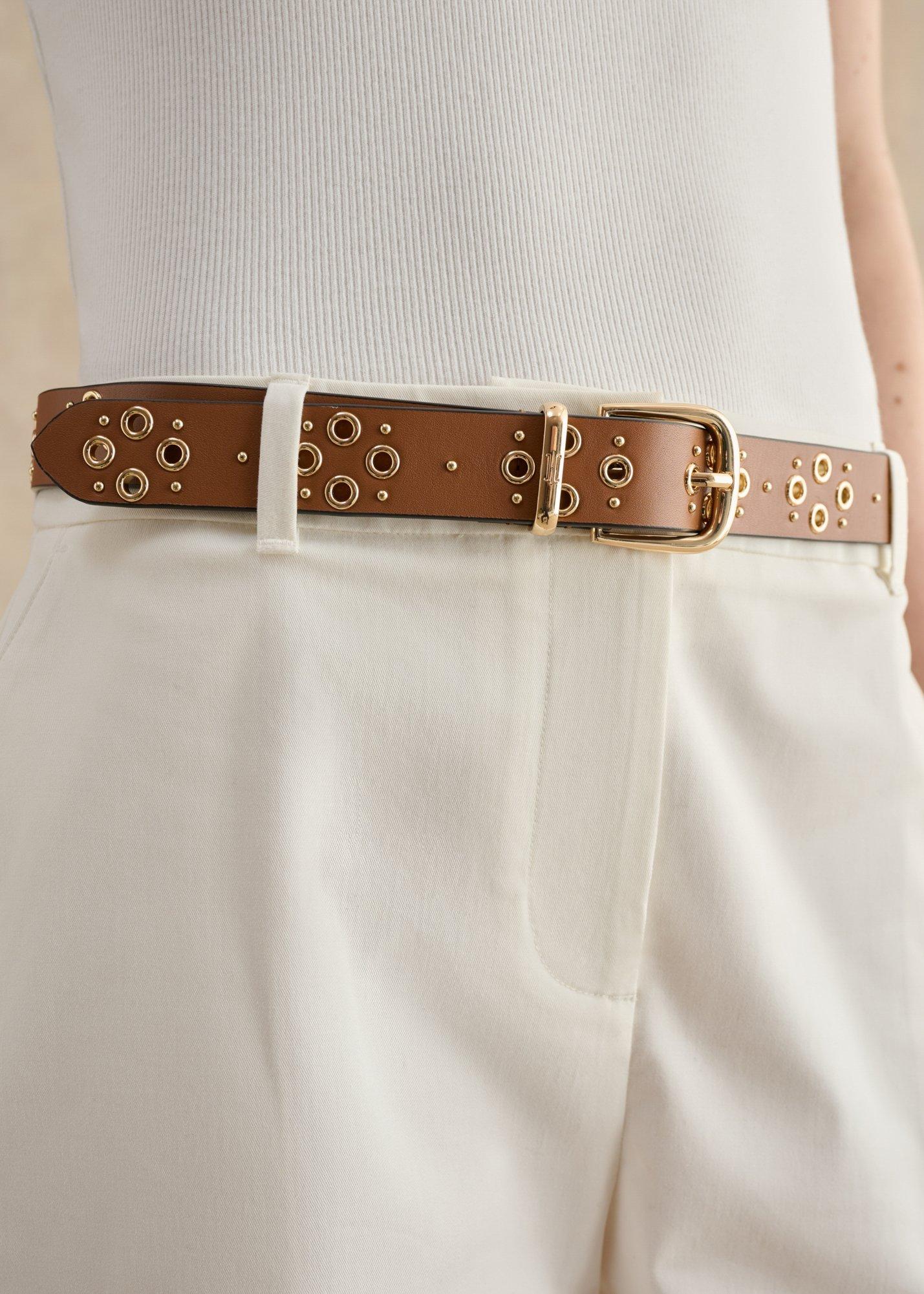 Nima Eyelet Belt, Tan, hi-res