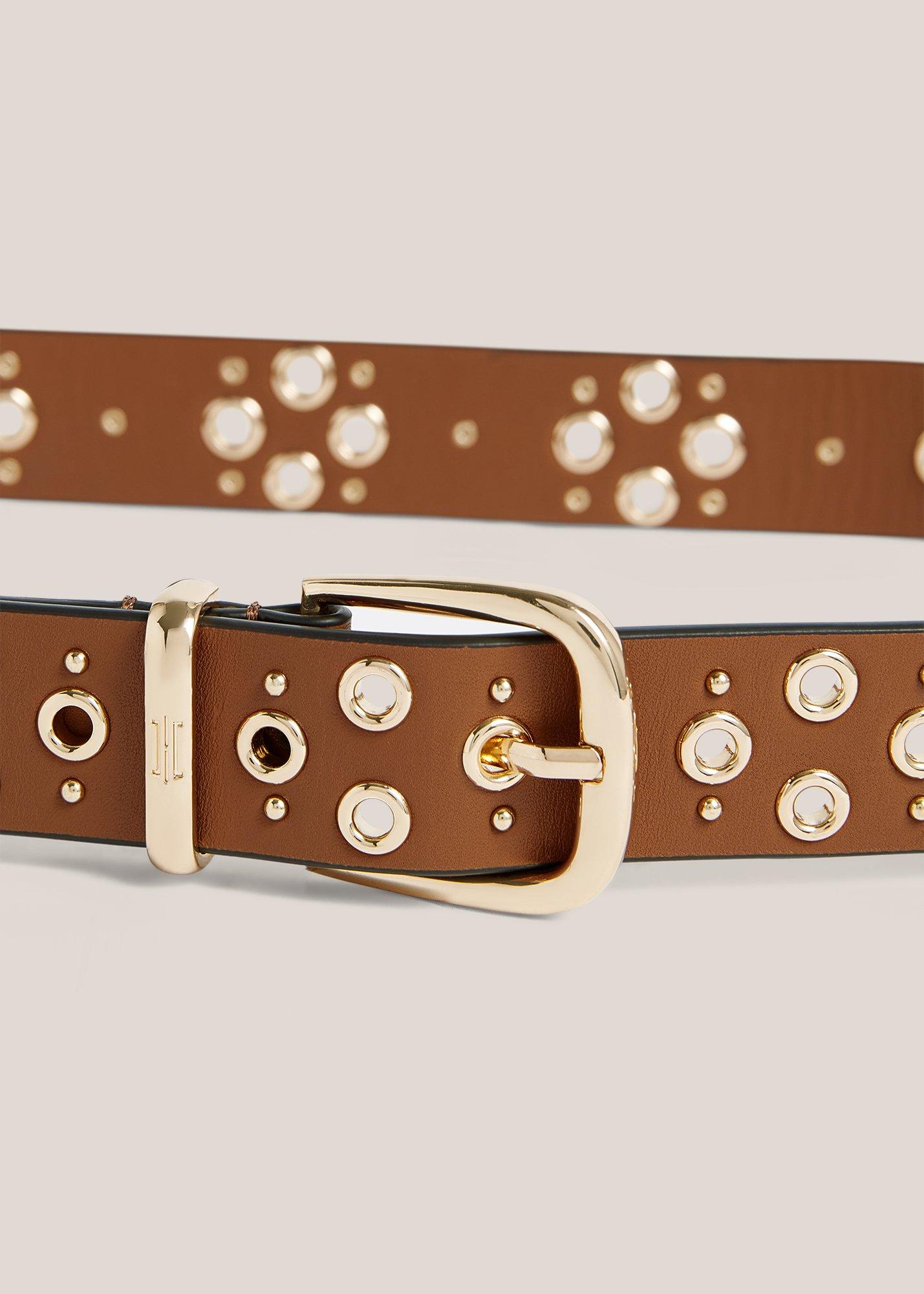 Nima Eyelet Belt, Tan, hi-res