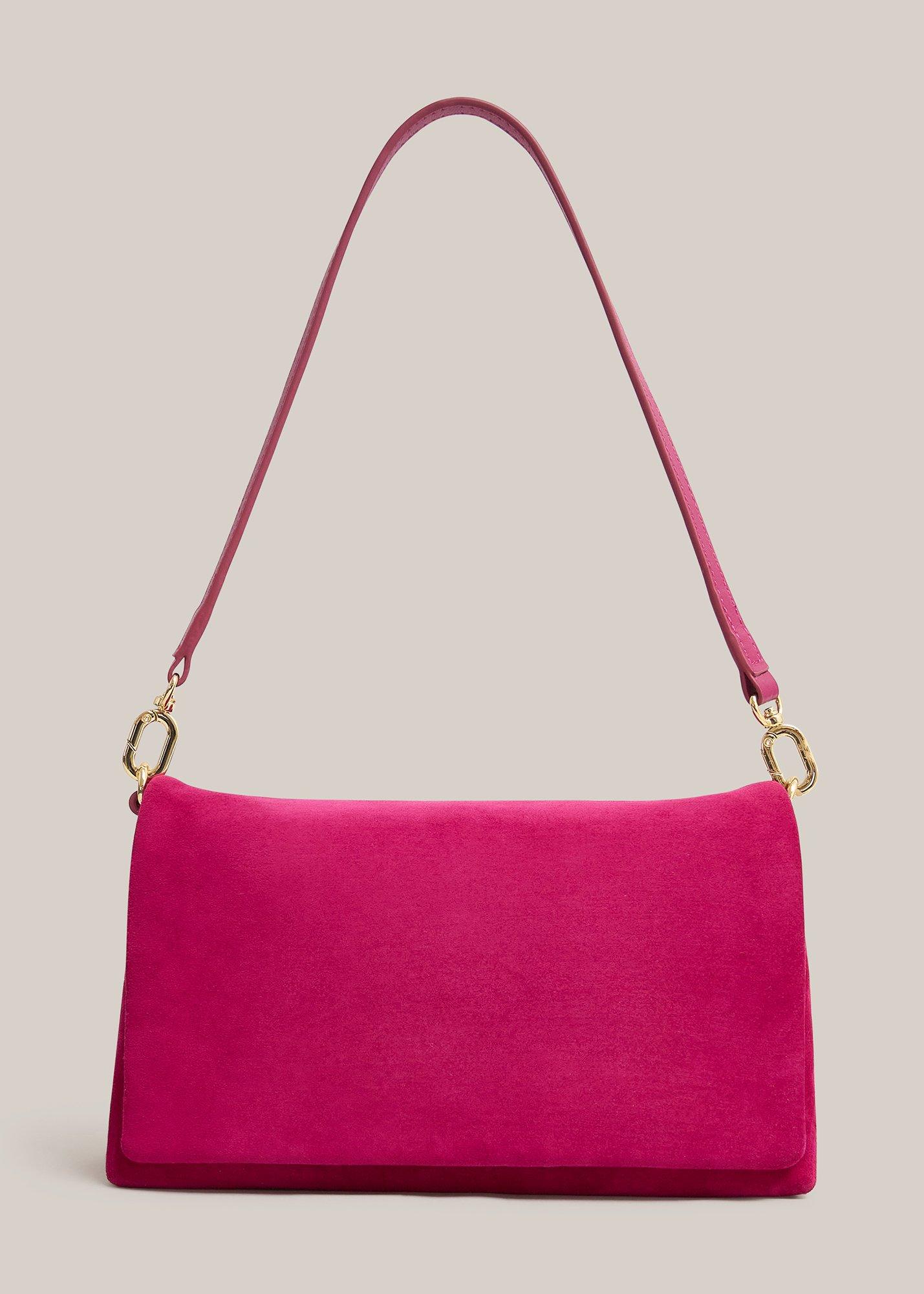 Jas Suede Clutch, Bright Pink, hi-res