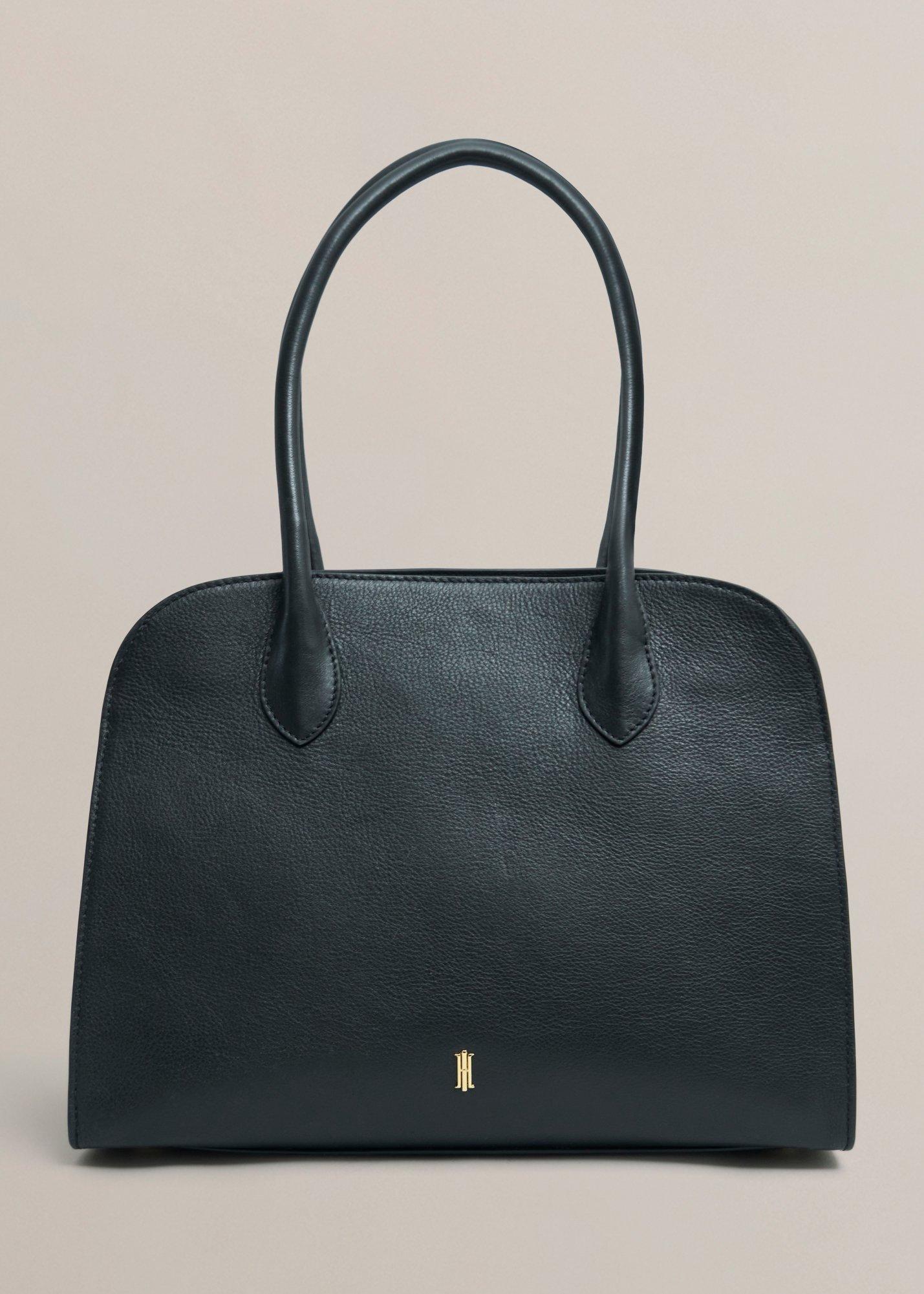 Alexis Leather Shoulder Bag, Black, hi-res