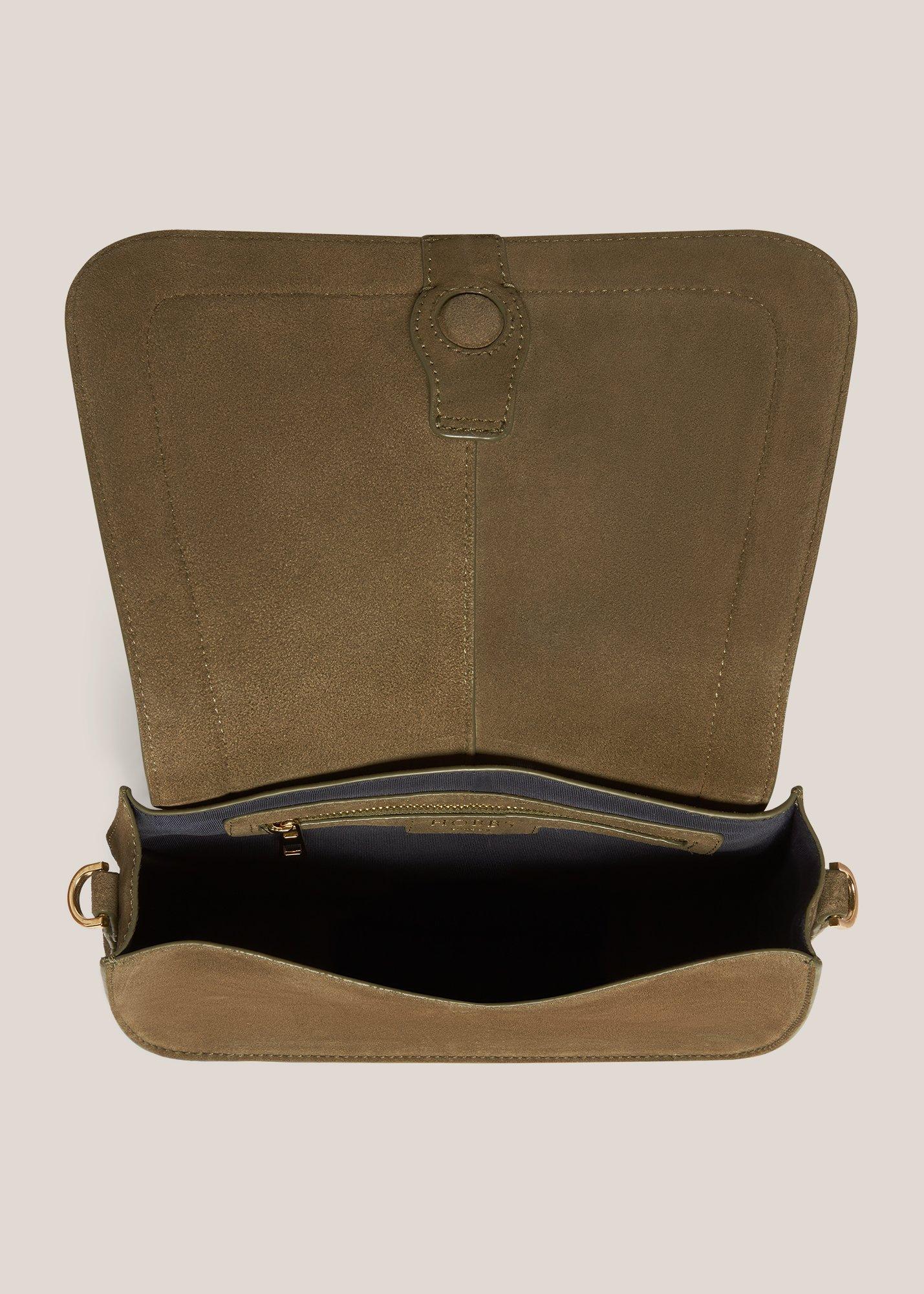 Wren Suede Crossbody Bag, Dark Olive, hi-res