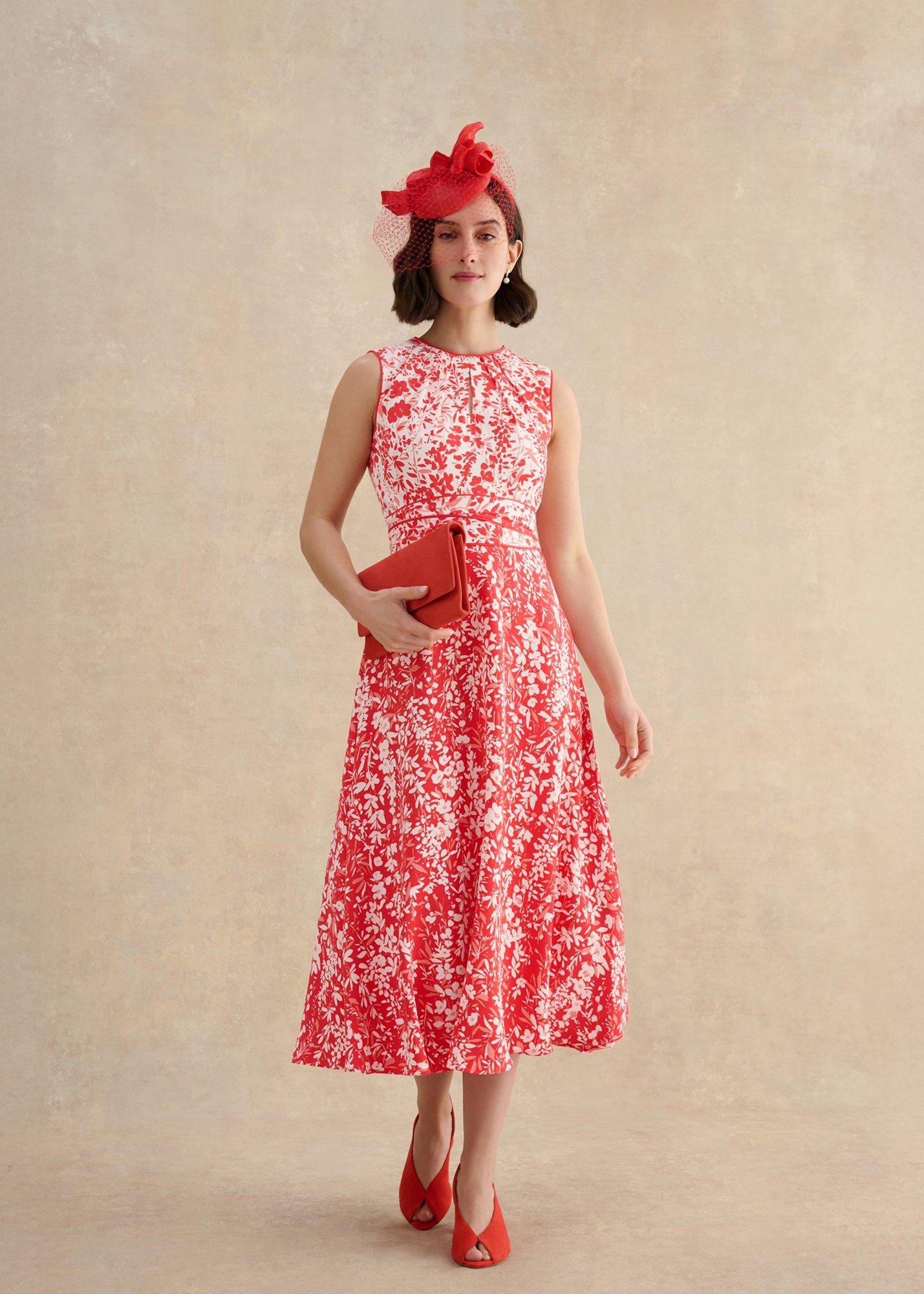 Ashley Suede Clutch, Calendula Red, hi-res