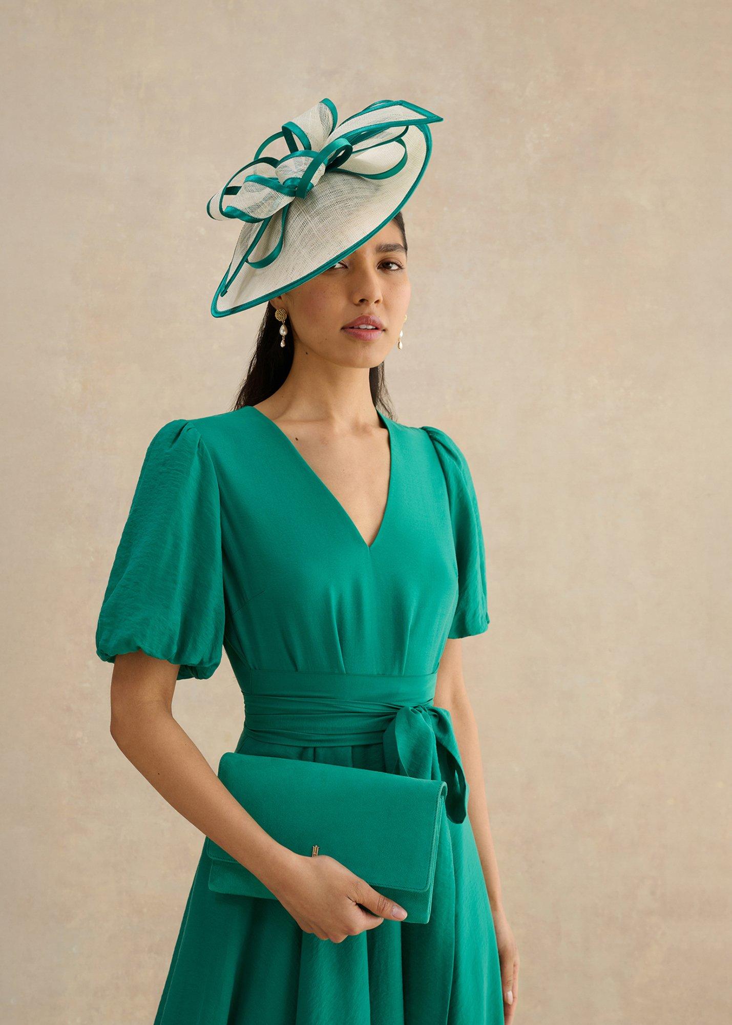 Ashley Suede Clutch, Meadow Green, hi-res