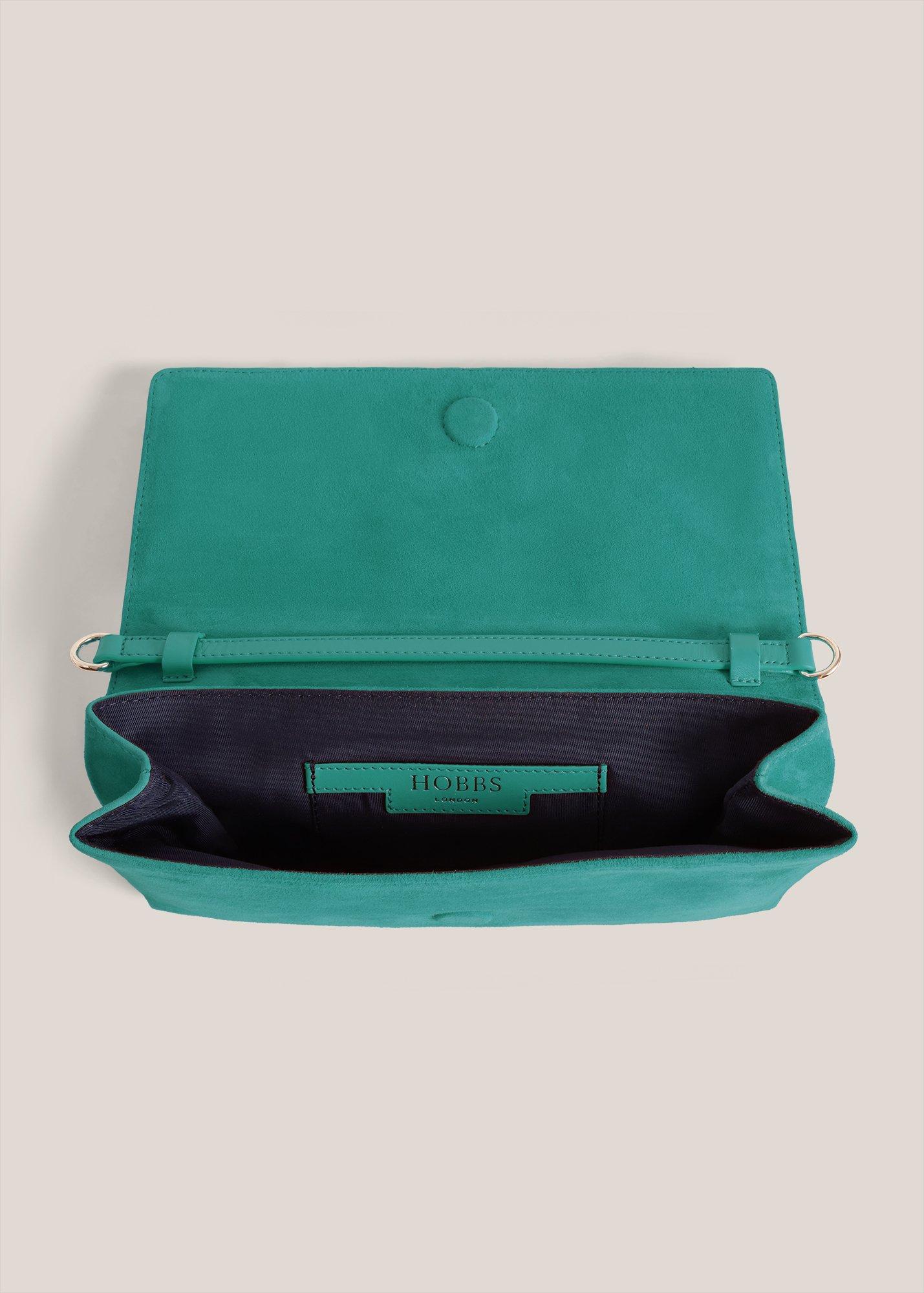 Ashley Suede Clutch, Meadow Green, hi-res