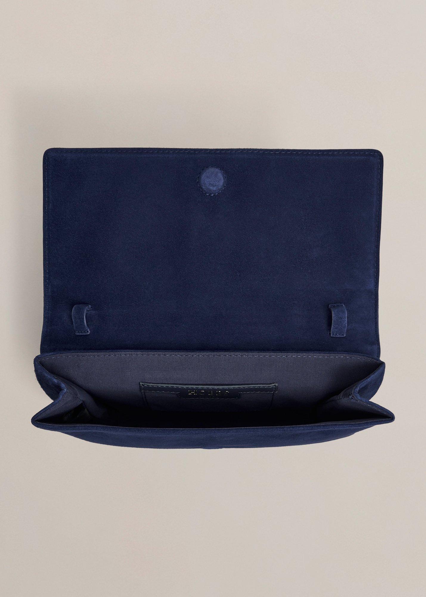 Ashley Suede Clutch, Midnight Navy, hi-res