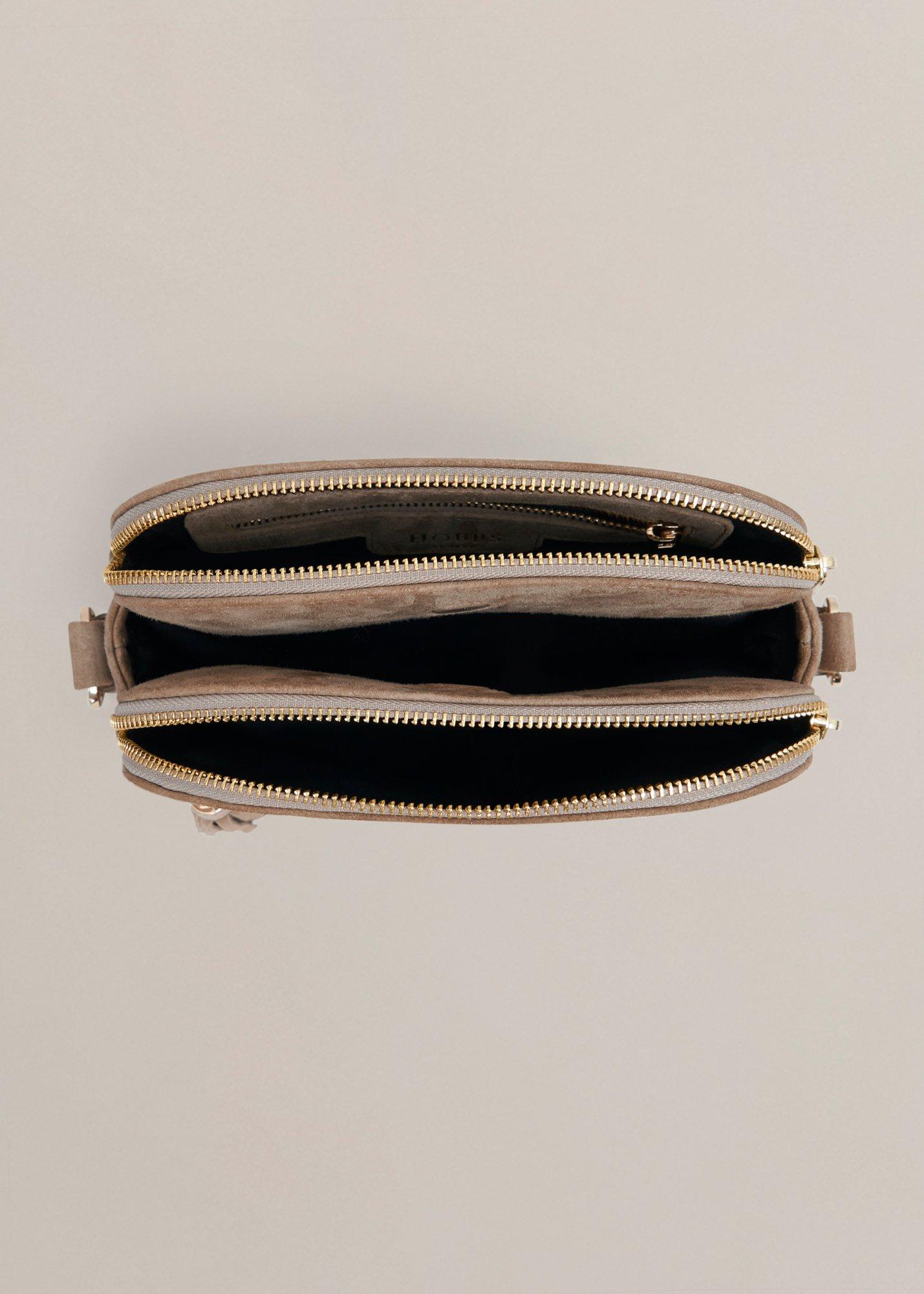 Carlton Suede Crossbody Bag, Mushroom, hi-res