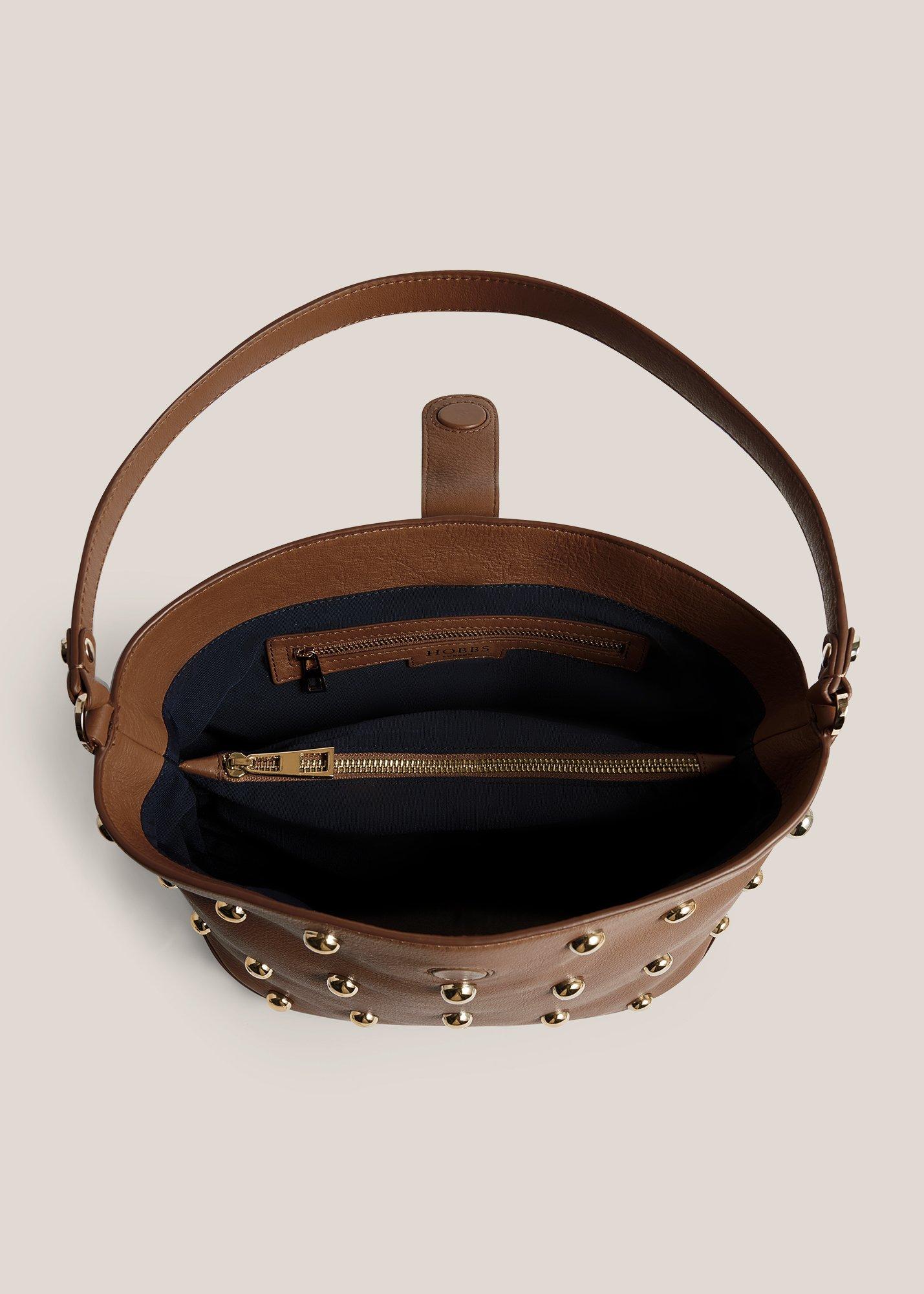 Brooke Studded Bag, Tan, hi-res