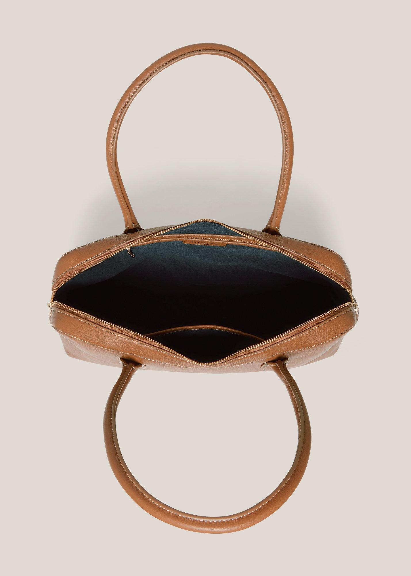 Florence Leather Shoulder Bag, Tan, hi-res