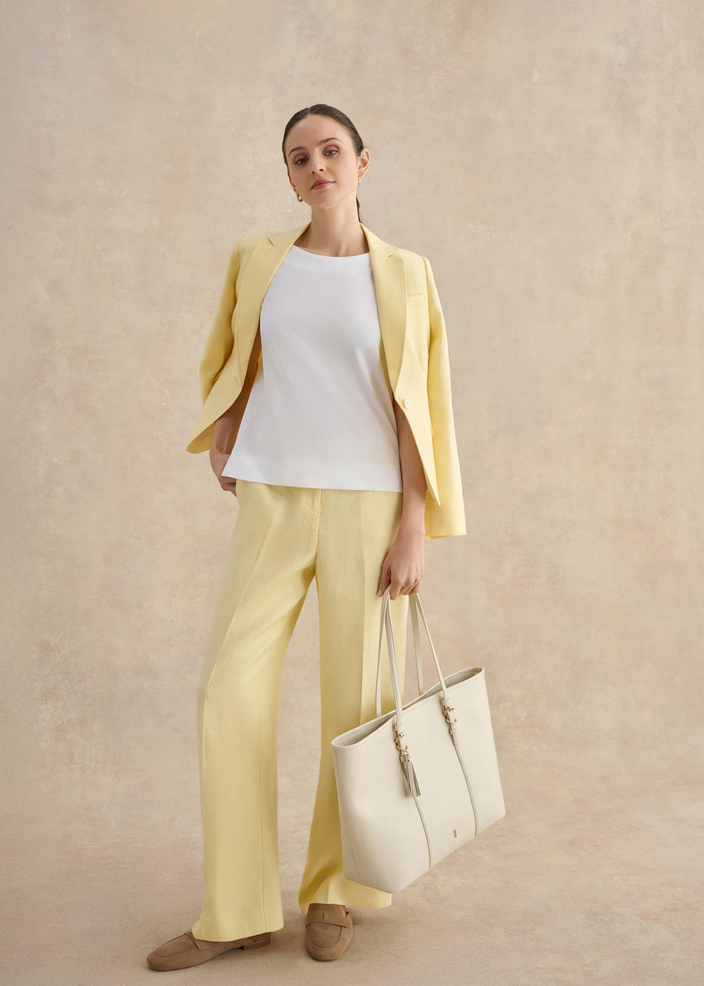 Kyra Leather Tote Bag, Warm Ivory, hi-res