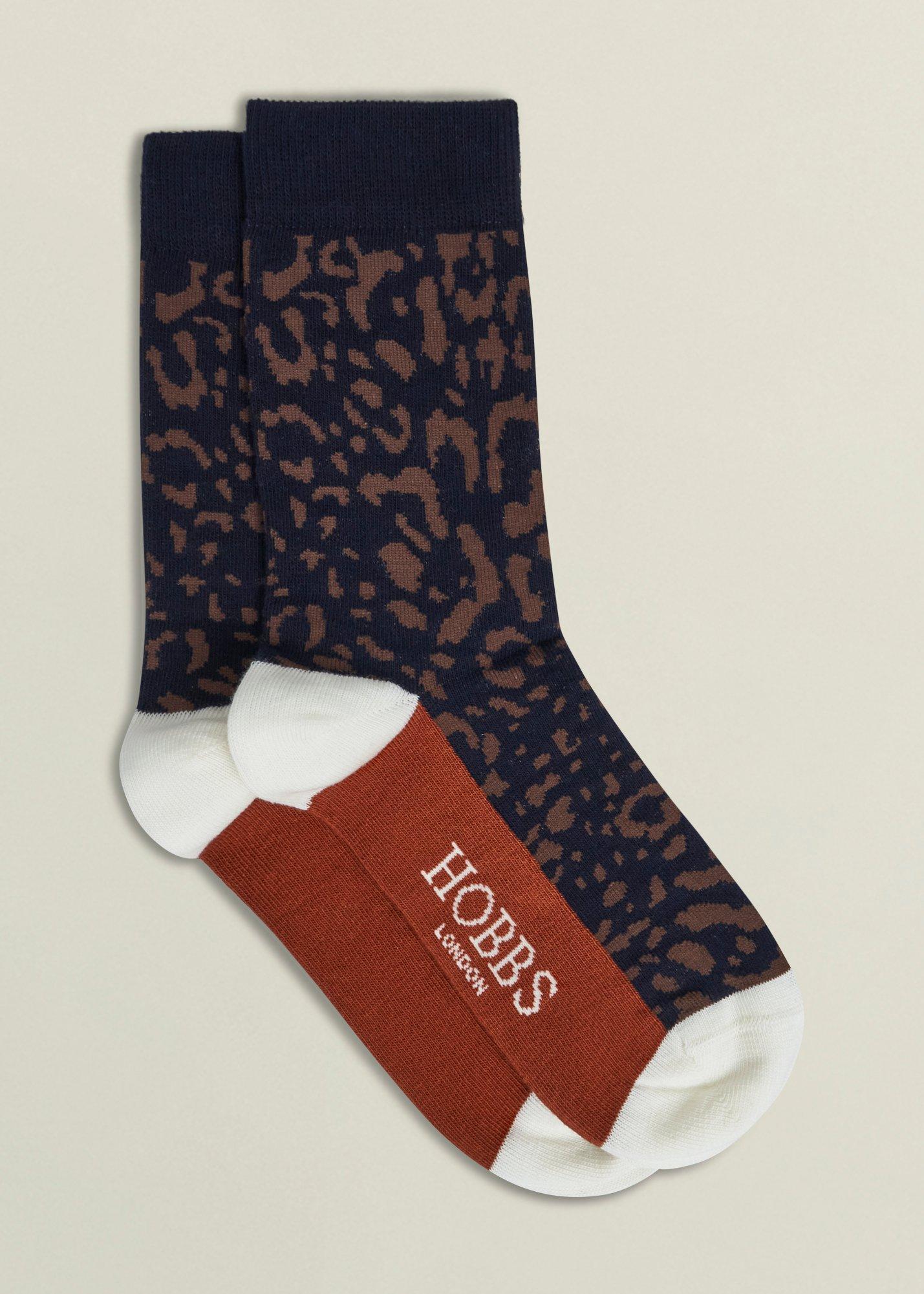 Leopard Single Socks, Black Multi, hi-res