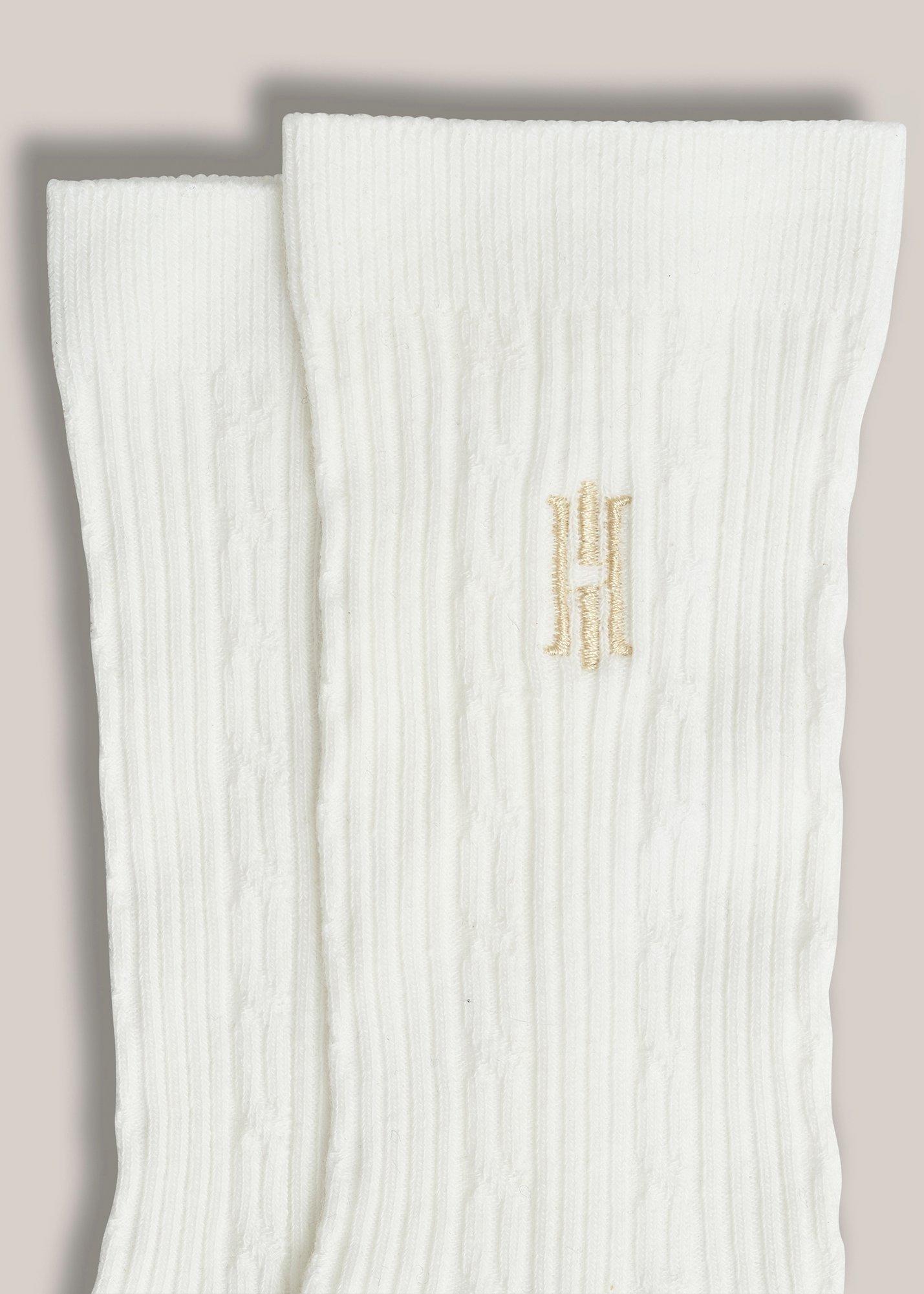 Cable Knit Single Socks, Ivory, hi-res