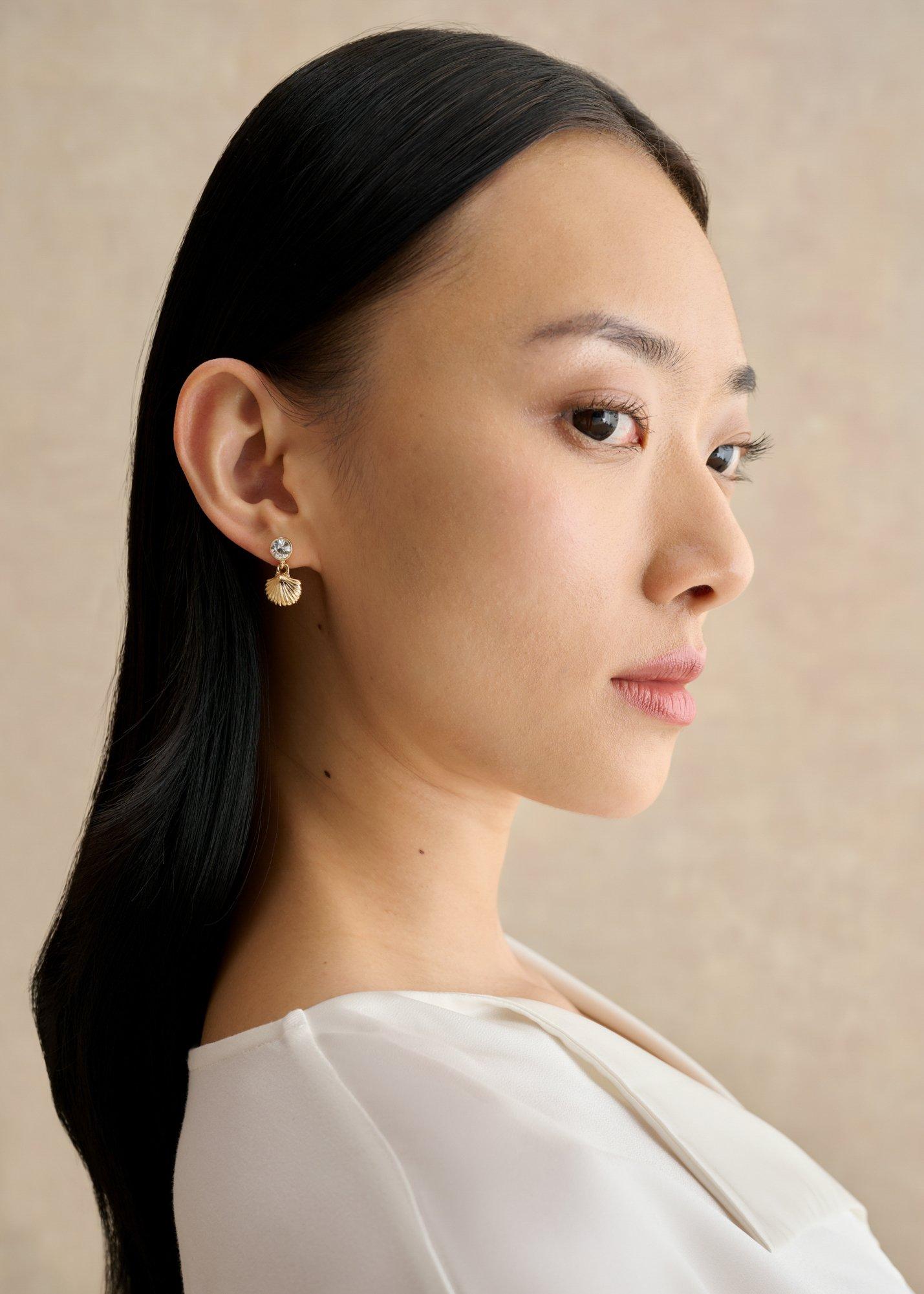 Brenna Shell Earrings, Gold, hi-res