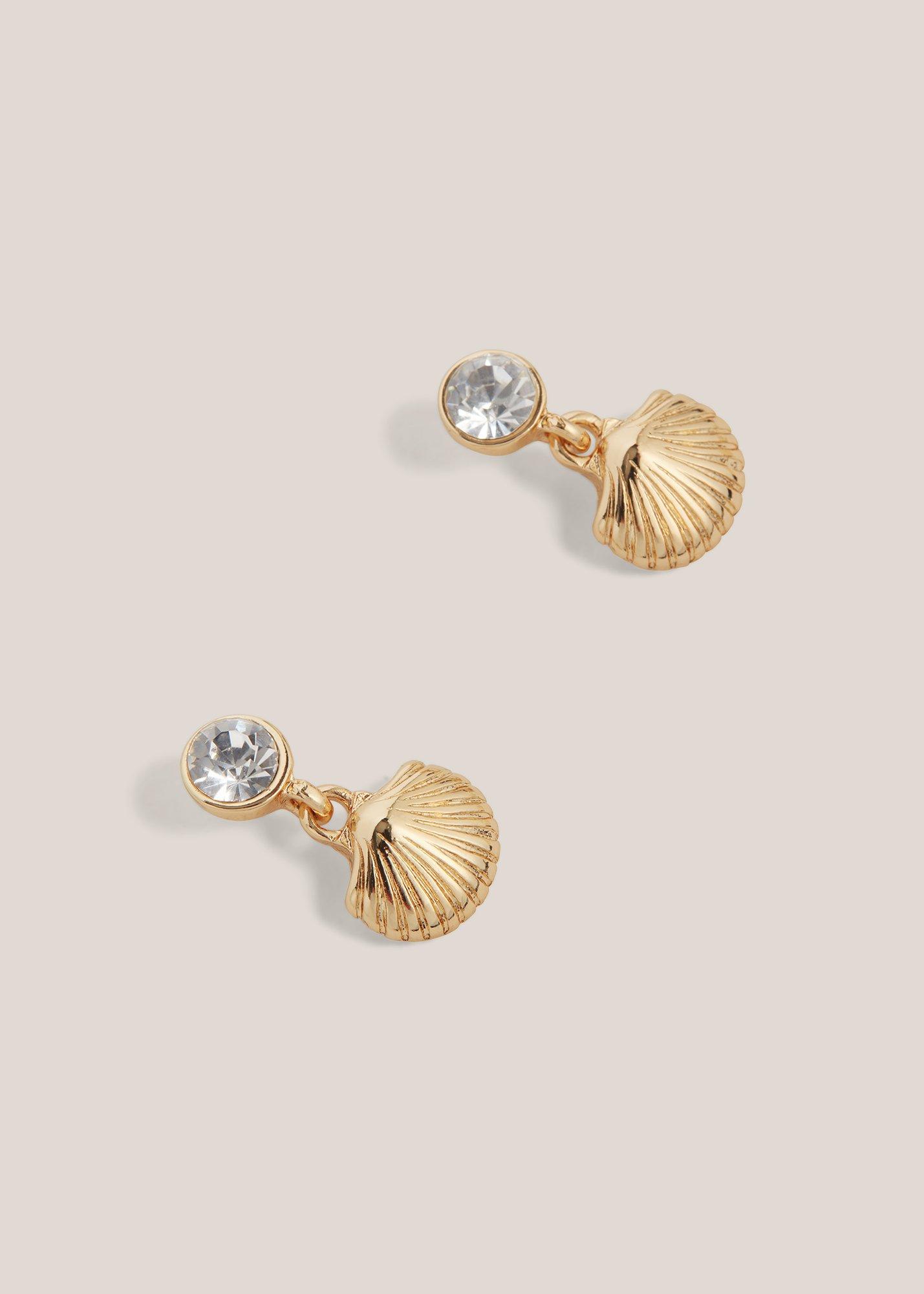 Brenna Shell Earrings, Gold, hi-res
