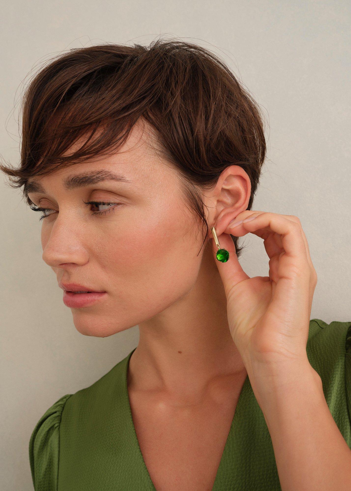 Aria Earrings, Gold Green, hi-res