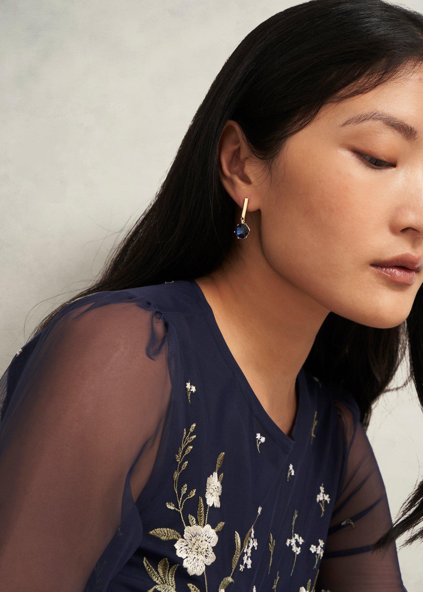 Aria Earrings, Navy Gold, hi-res