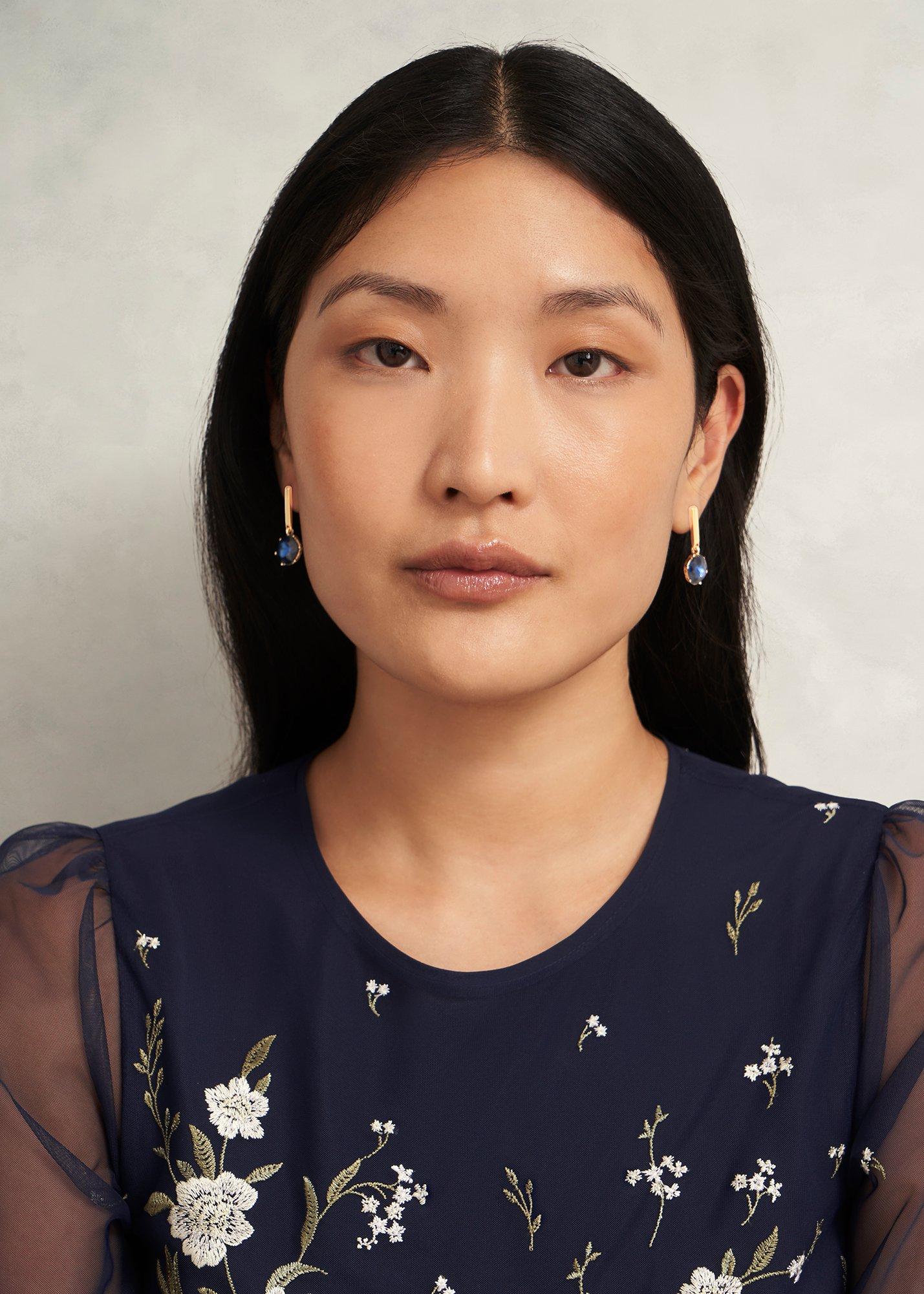 Aria Earrings, Navy Gold, hi-res